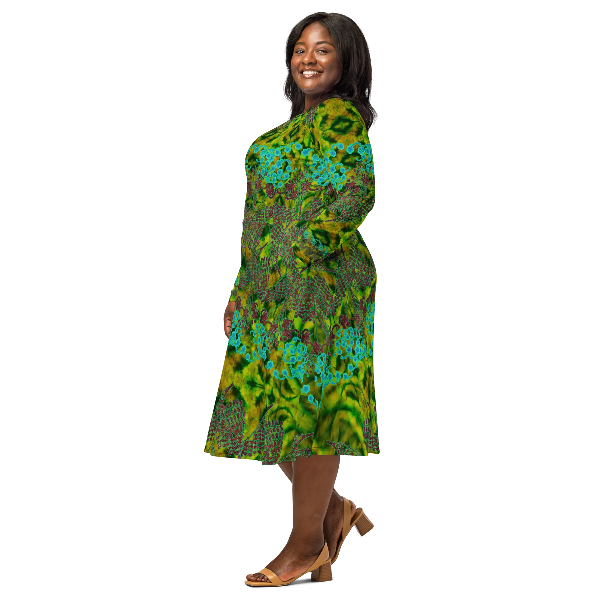 Long Sleeve Midi Dress (Her/Muliebris)(WindSong Flower) RJSTH@Fabric#10 RJSTHS2022 RJS