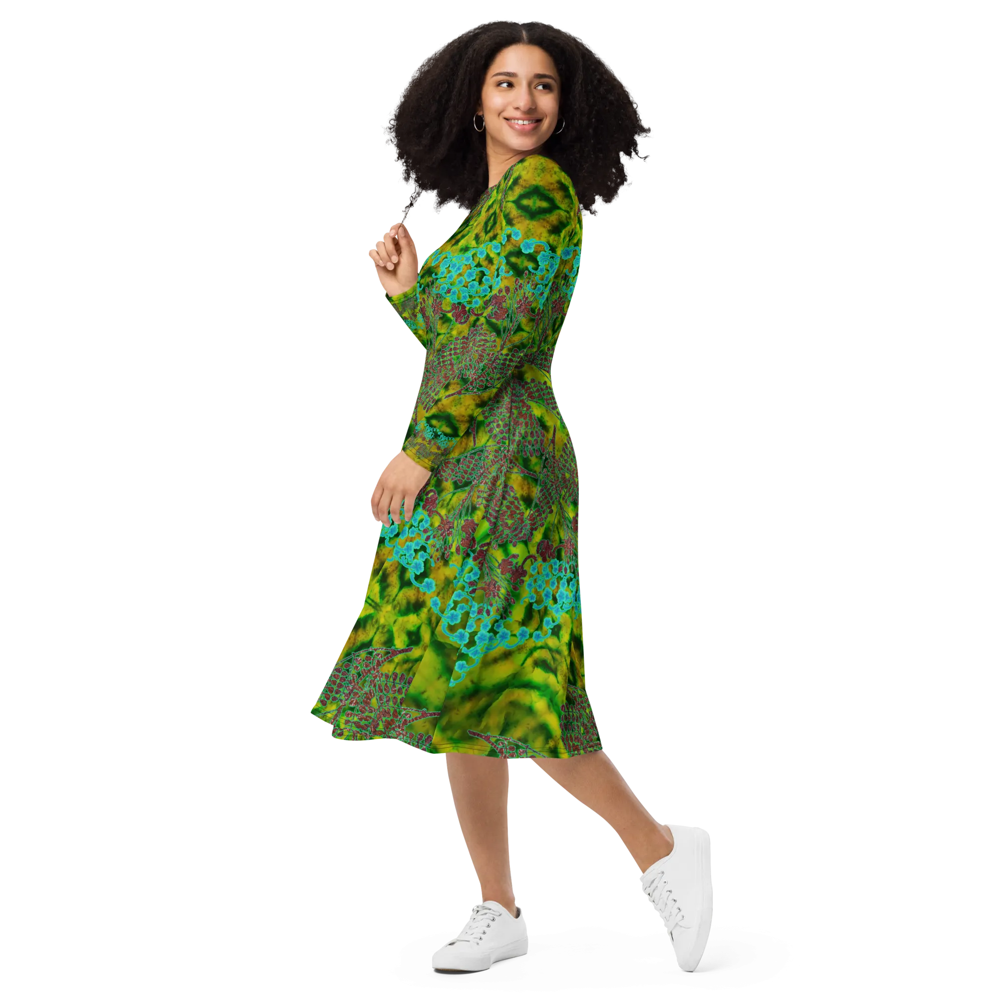 Long Sleeve Midi Dress (Her/Muliebris)(WindSong Flower) RJSTH@Fabric#10 RJSTHS2022 RJS