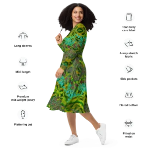 Long Sleeve Midi Dress (Her/Muliebris)(WindSong Flower) RJSTH@Fabric#10 RJSTHS2022 RJS