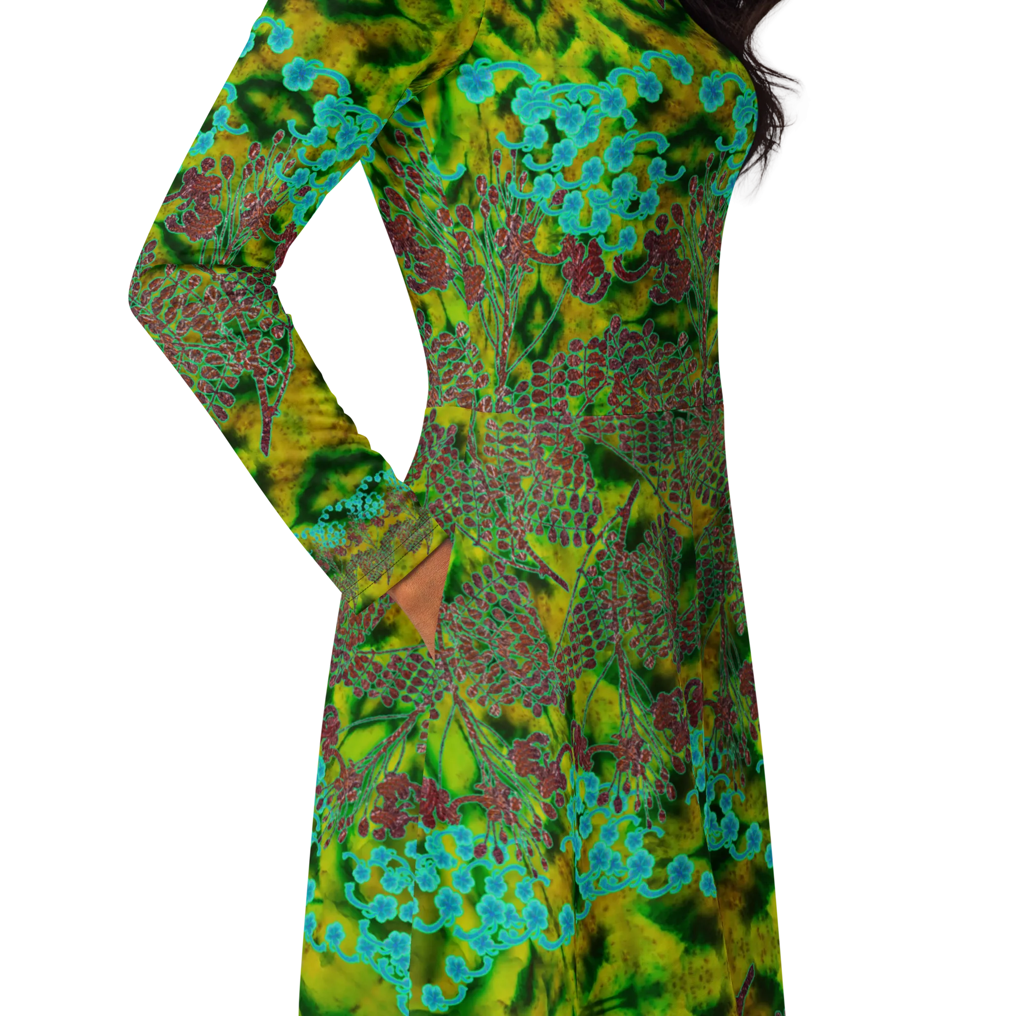 Long Sleeve Midi Dress (Her/Muliebris)(WindSong Flower) RJSTH@Fabric#10 RJSTHS2022 RJS