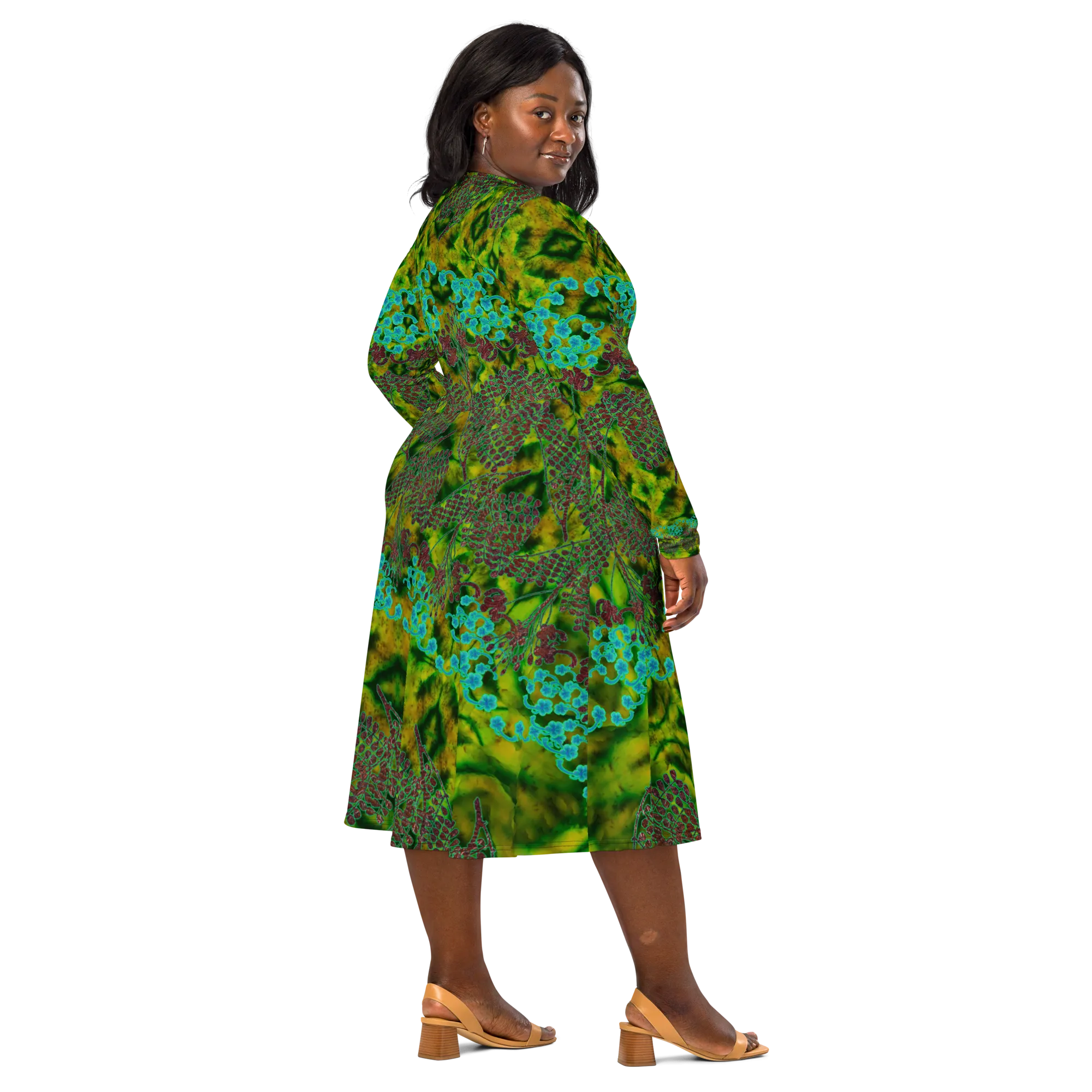 Long Sleeve Midi Dress (Her/Muliebris)(WindSong Flower) RJSTH@Fabric#10 RJSTHS2022 RJS