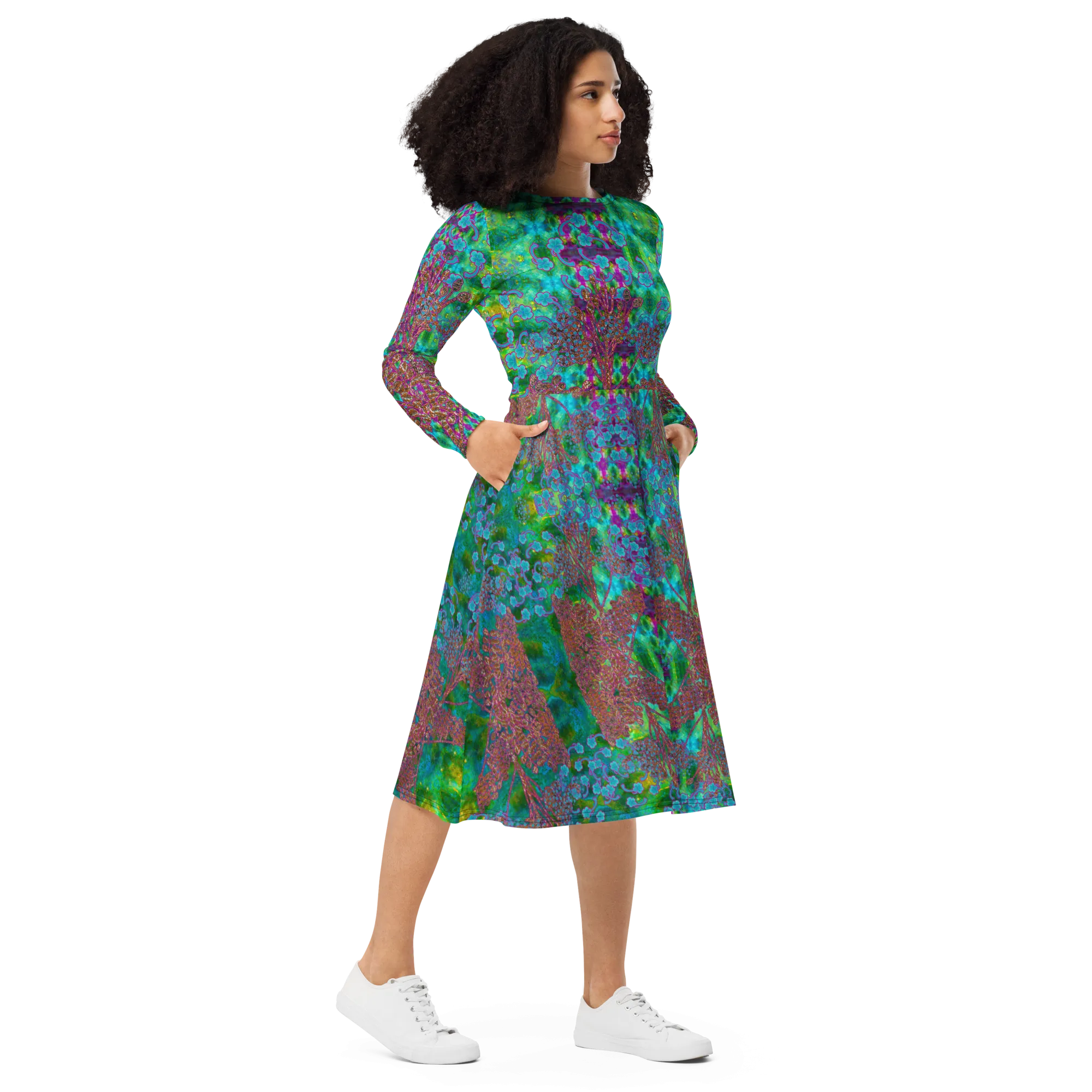 Long Sleeve Midi Dress (Her/Muliebris)(WindSong Flower) RJSTH@Fabric#11 RJSTHS2022 RJS