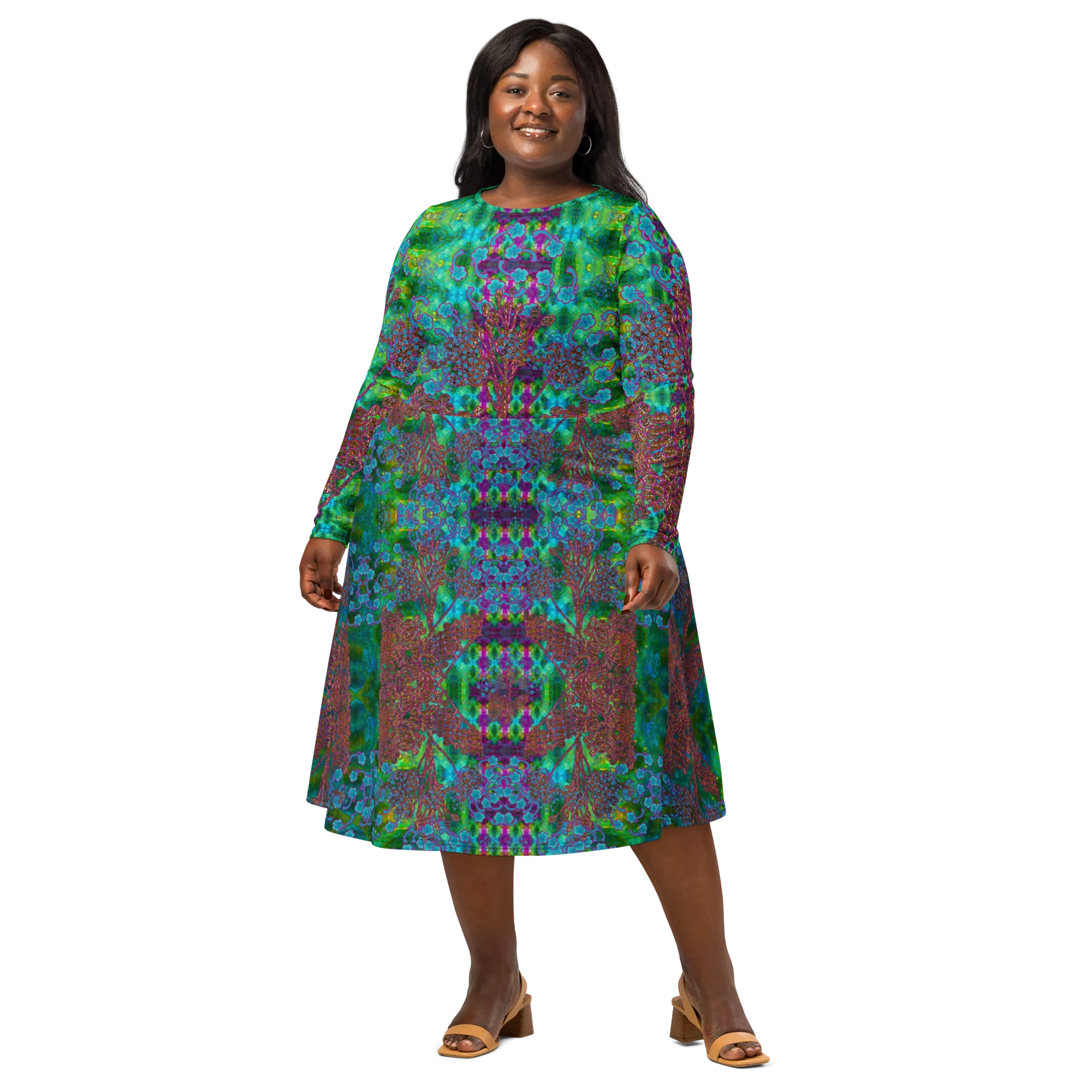 Long Sleeve Midi Dress (Her/Muliebris)(WindSong Flower) RJSTH@Fabric#11 RJSTHS2022 RJS
