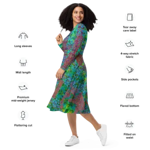 Long Sleeve Midi Dress (Her/Muliebris)(WindSong Flower) RJSTH@Fabric#11 RJSTHS2022 RJS