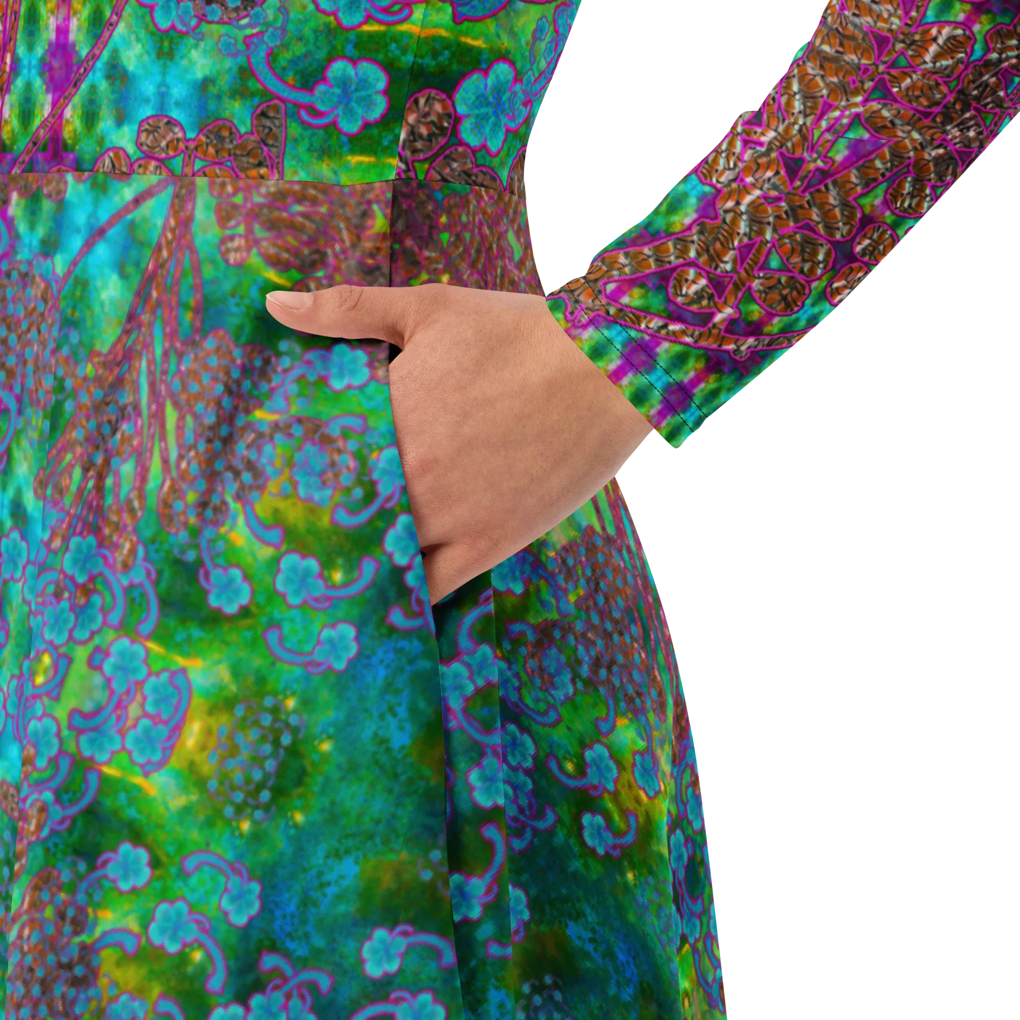 Long Sleeve Midi Dress (Her/Muliebris)(WindSong Flower) RJSTH@Fabric#11 RJSTHS2022 RJS