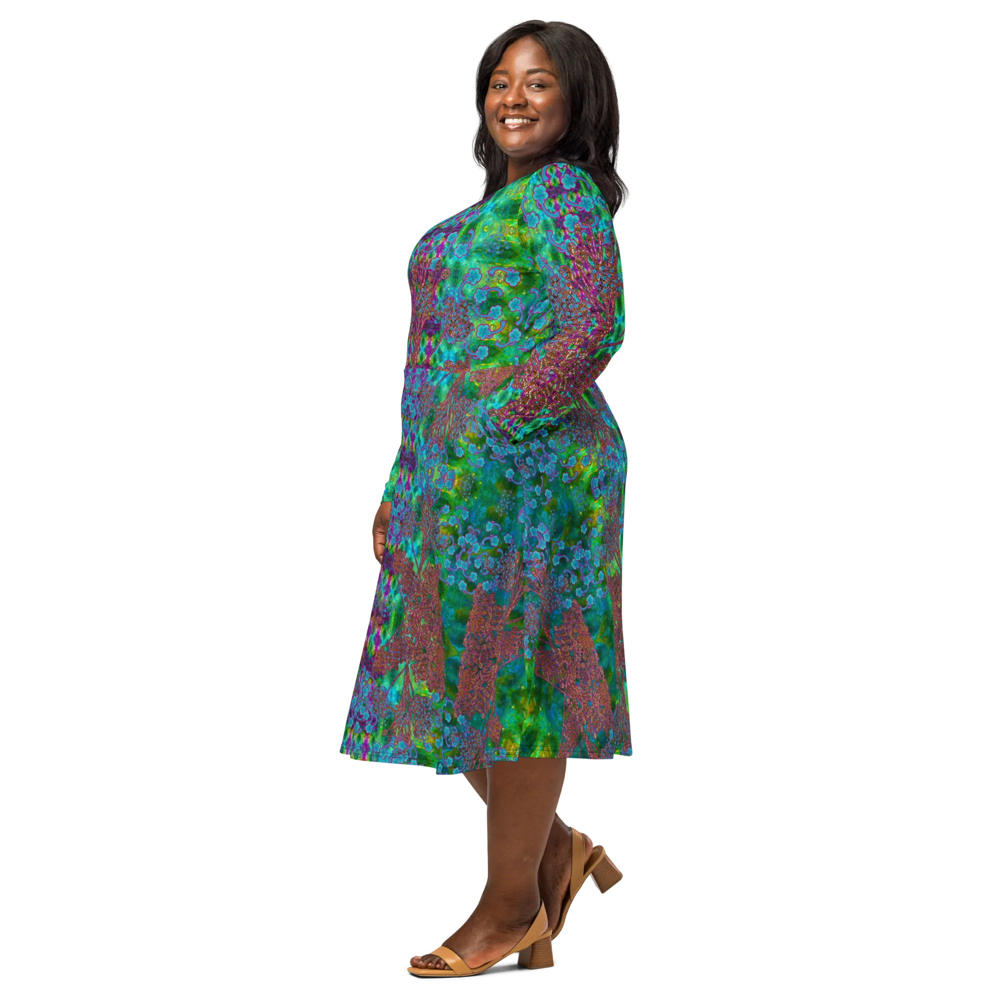 Long Sleeve Midi Dress (Her/Muliebris)(WindSong Flower) RJSTH@Fabric#11 RJSTHS2022 RJS