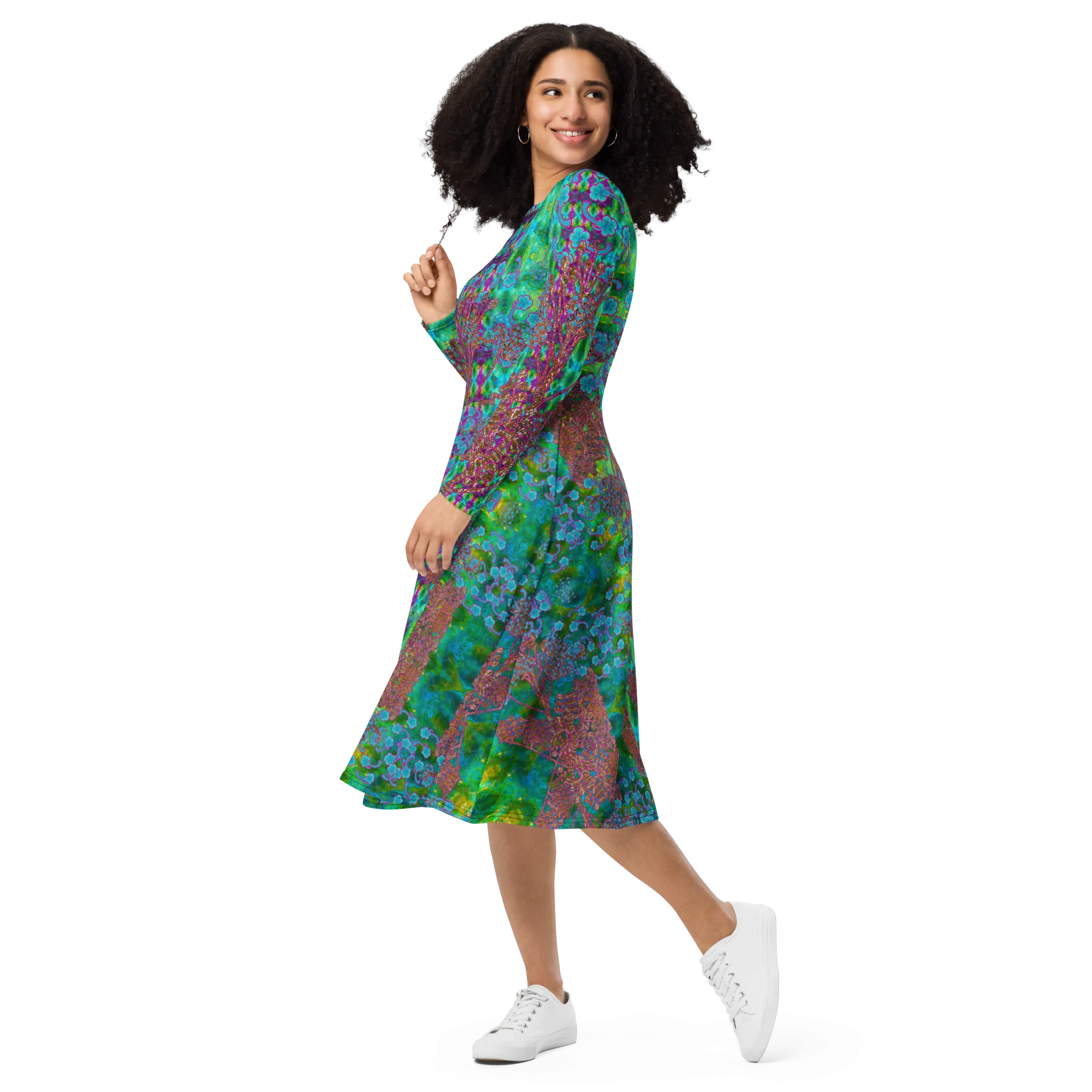 Long Sleeve Midi Dress (Her/Muliebris)(WindSong Flower) RJSTH@Fabric#11 RJSTHS2022 RJS