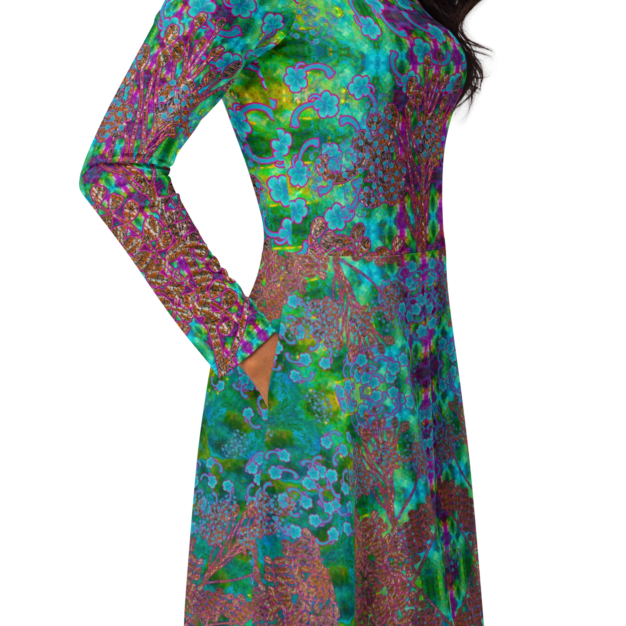 Long Sleeve Midi Dress (Her/Muliebris)(WindSong Flower) RJSTH@Fabric#11 RJSTHS2022 RJS