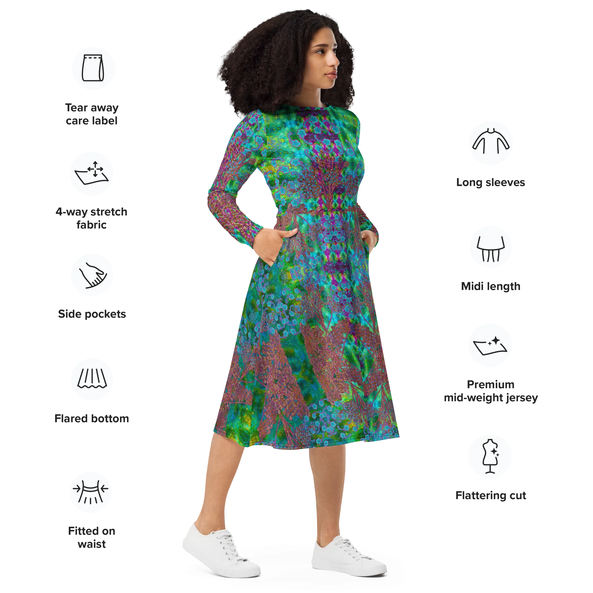 Long Sleeve Midi Dress (Her/Muliebris)(WindSong Flower) RJSTH@Fabric#11 RJSTHS2022 RJS