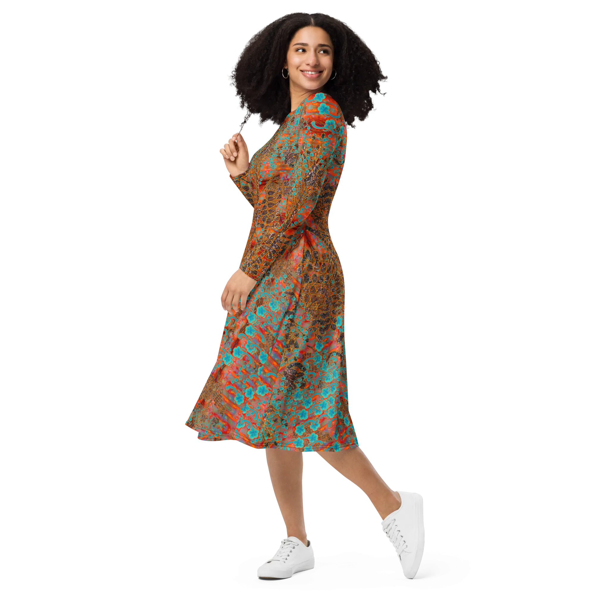 Long Sleeve Midi Dress (Her/Muliebris)(WindSong Flower) RJSTH@Fabric#12 RJSTHS2022 RJS