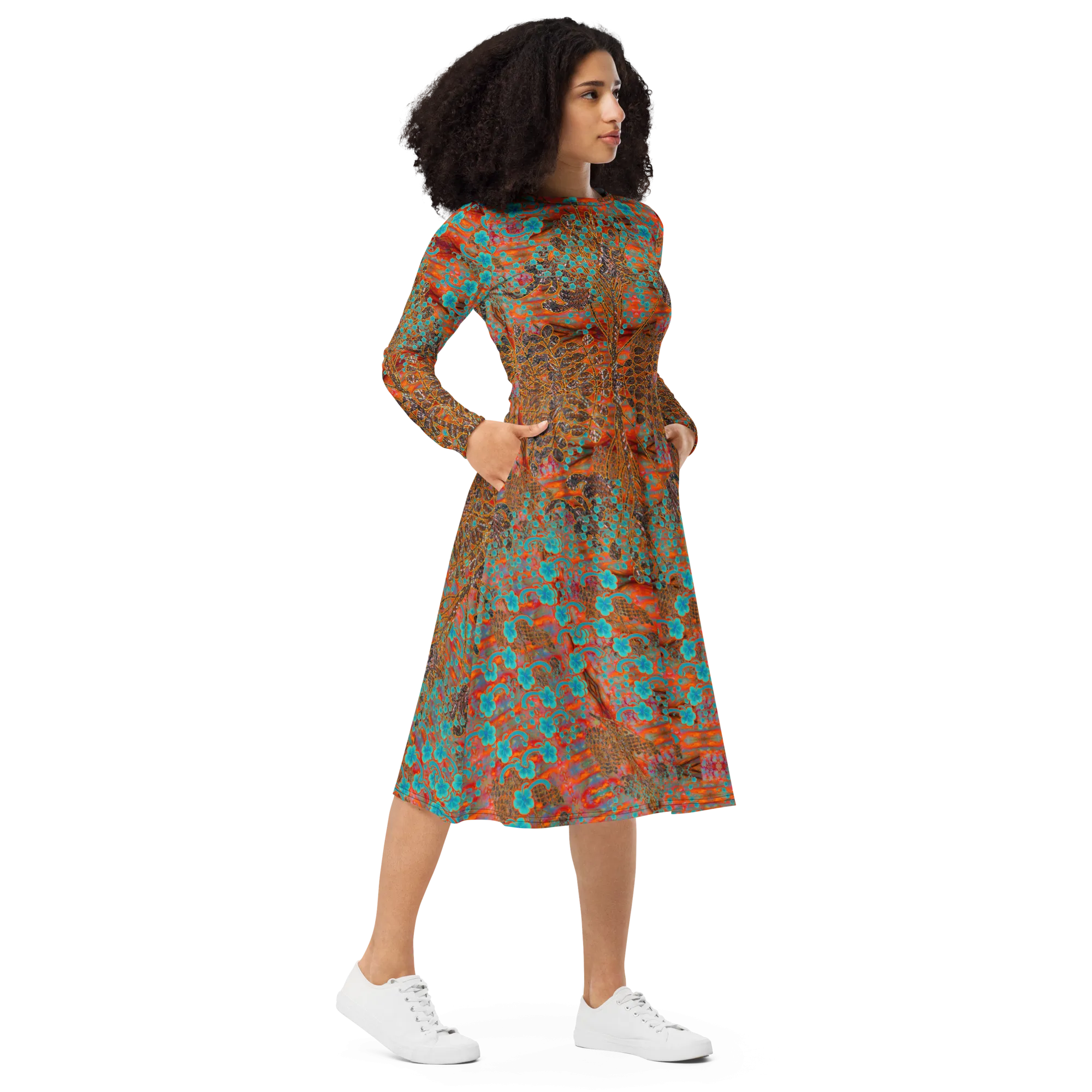 Long Sleeve Midi Dress (Her/Muliebris)(WindSong Flower) RJSTH@Fabric#12 RJSTHS2022 RJS