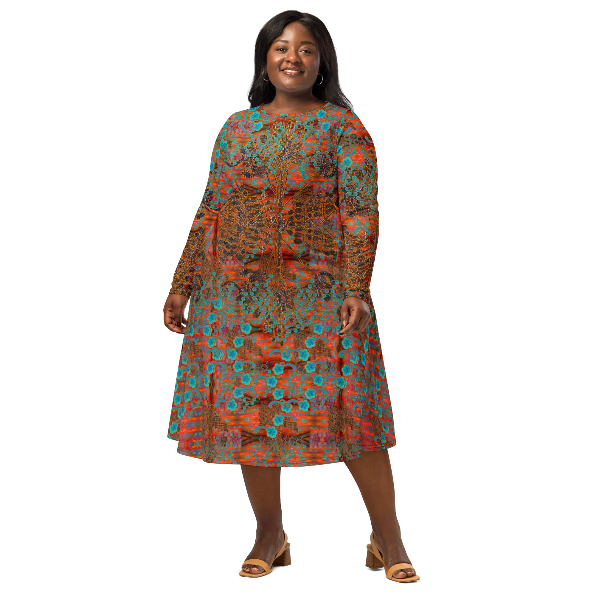 Long Sleeve Midi Dress (Her/Muliebris)(WindSong Flower) RJSTH@Fabric#12 RJSTHS2022 RJS