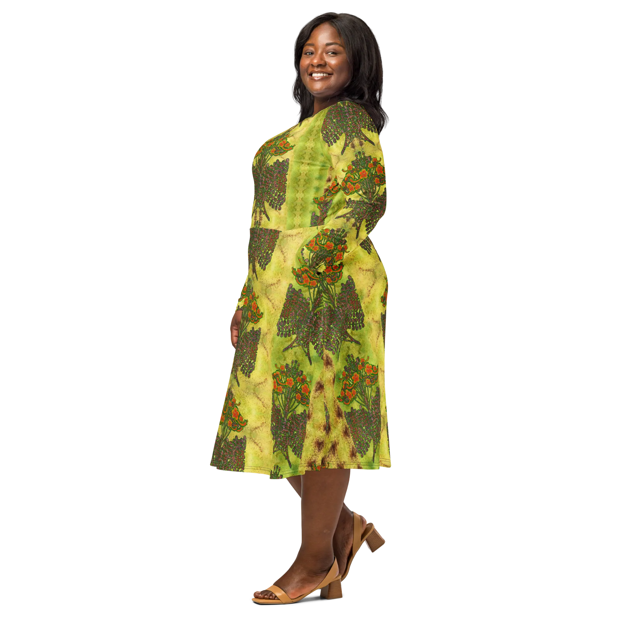 Long Sleeve Midi Dress (Her/Muliebris)(WindSong Flower) RJSTH@Fabric#2 RJSTHS2022 RJS
