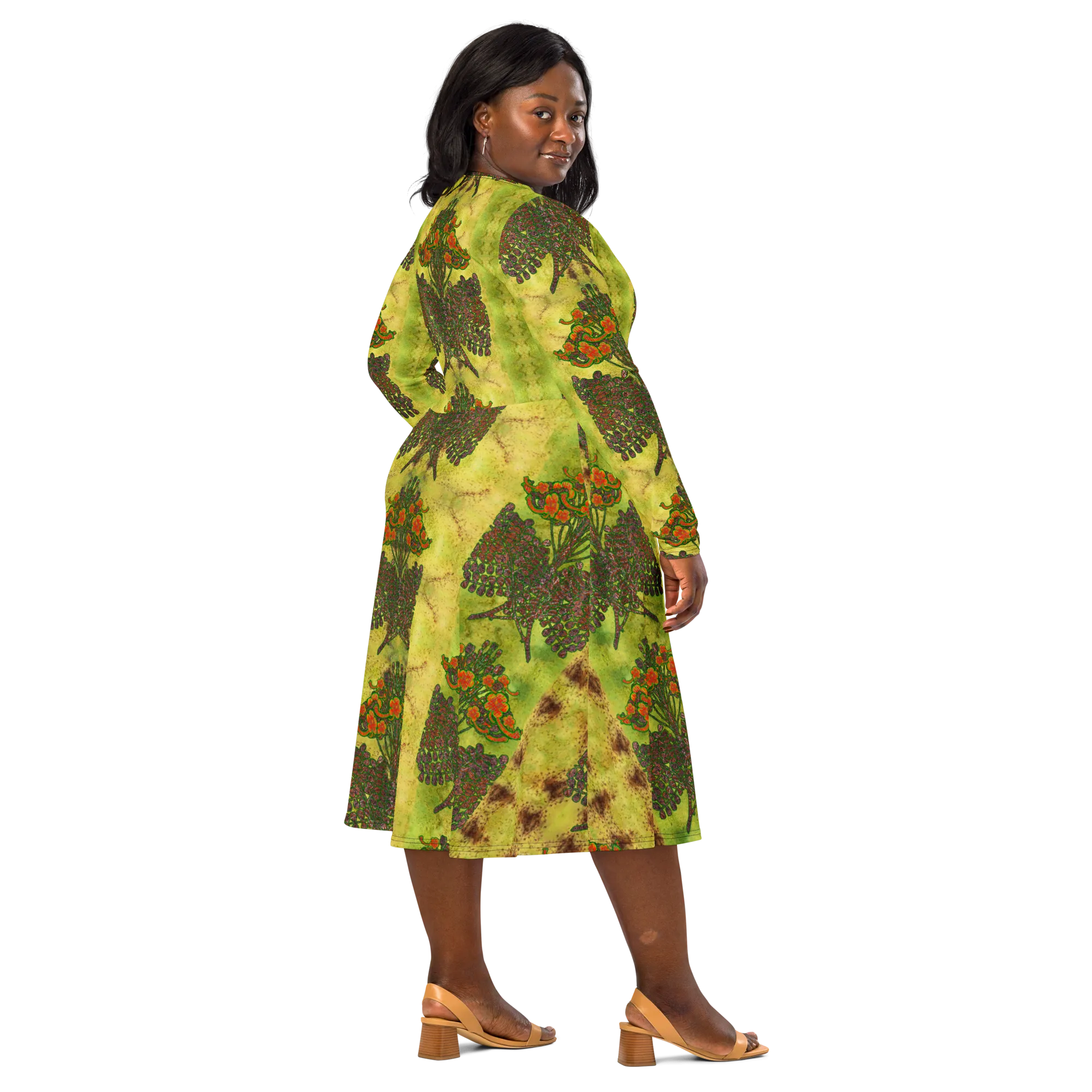 Long Sleeve Midi Dress (Her/Muliebris)(WindSong Flower) RJSTH@Fabric#2 RJSTHS2022 RJS