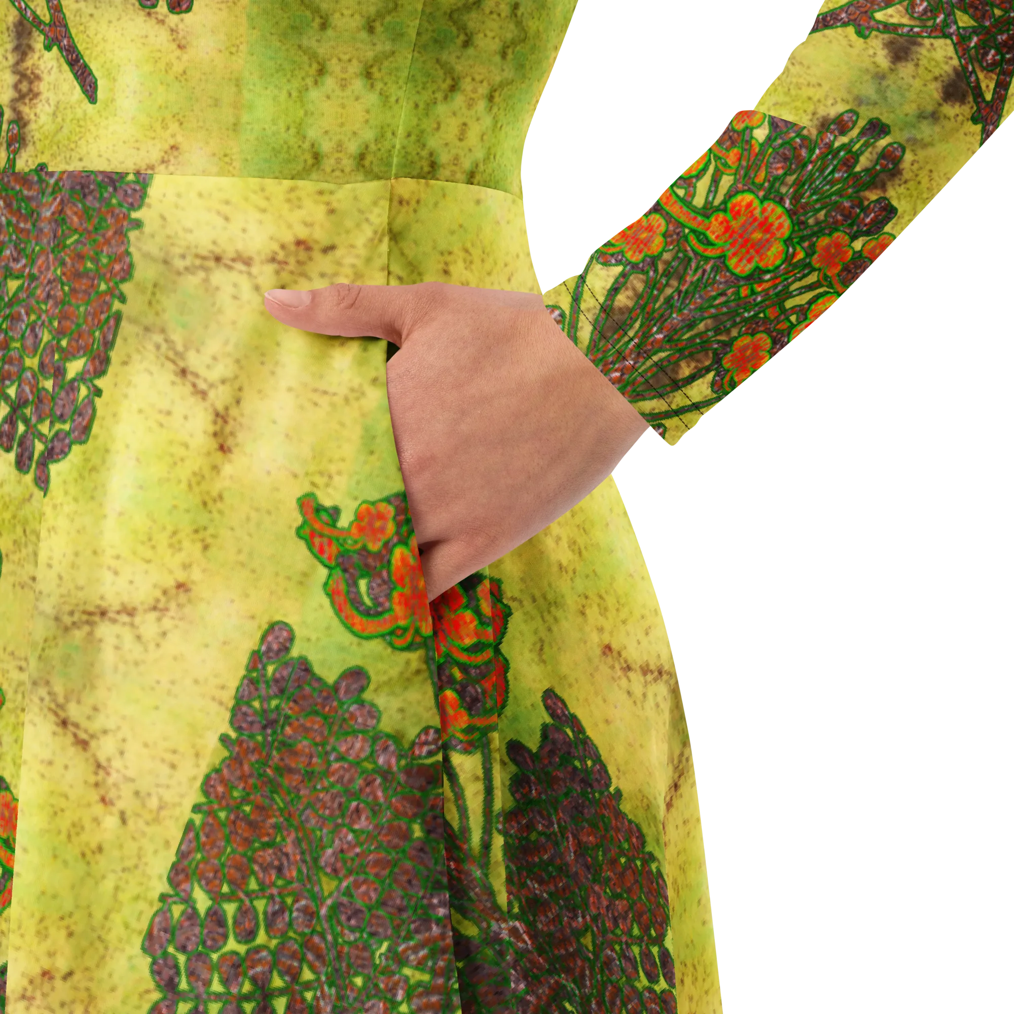 Long Sleeve Midi Dress (Her/Muliebris)(WindSong Flower) RJSTH@Fabric#2 RJSTHS2022 RJS