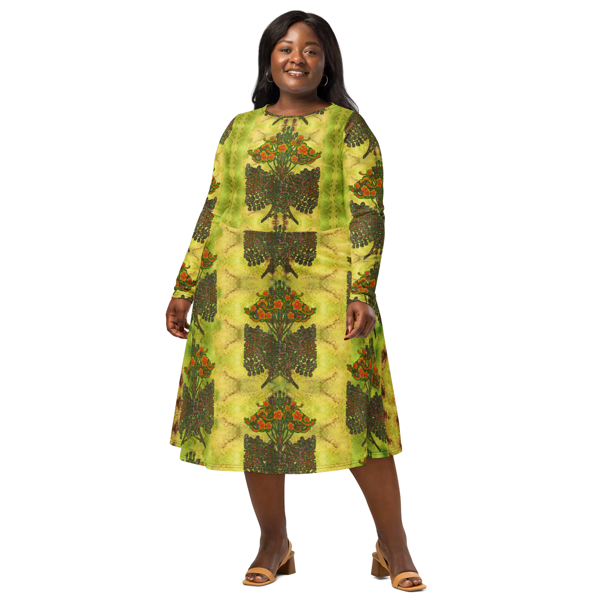 Long Sleeve Midi Dress (Her/Muliebris)(WindSong Flower) RJSTH@Fabric#2 RJSTHS2022 RJS
