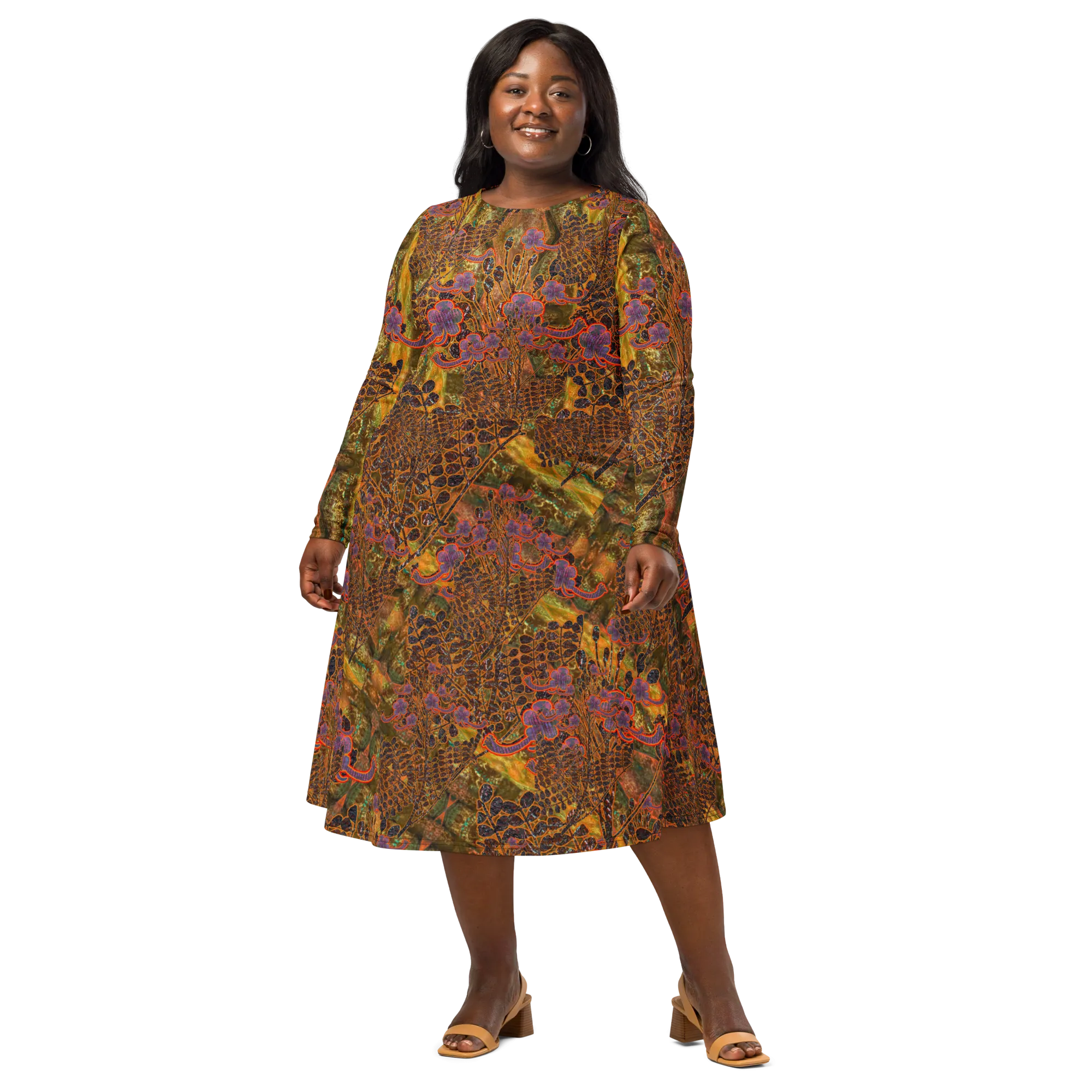 Long Sleeve Midi Dress (Her/Muliebris)(WindSong Flower) RJSTH@Fabric#6 RJSTHS2022 RJS