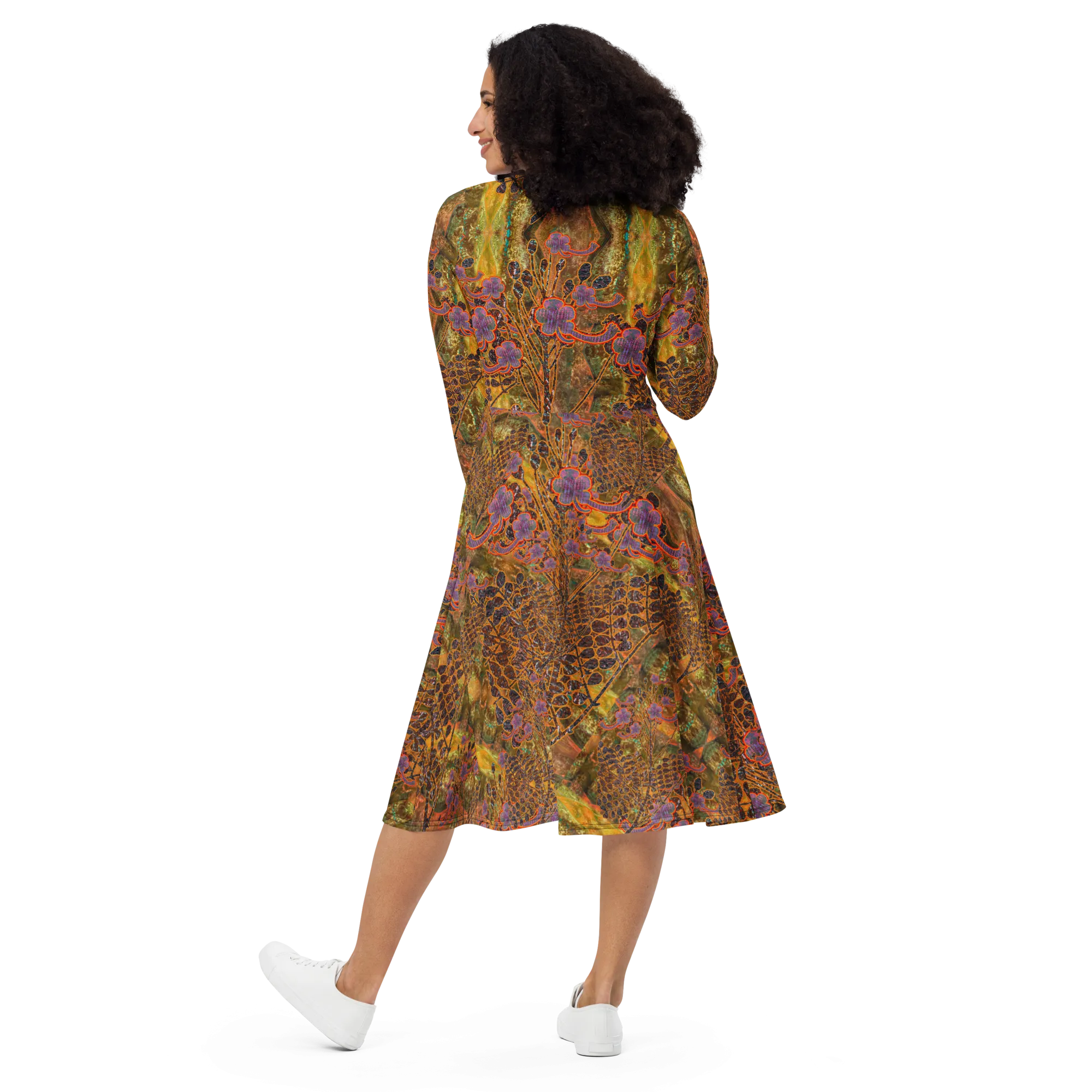 Long Sleeve Midi Dress (Her/Muliebris)(WindSong Flower) RJSTH@Fabric#6 RJSTHS2022 RJS