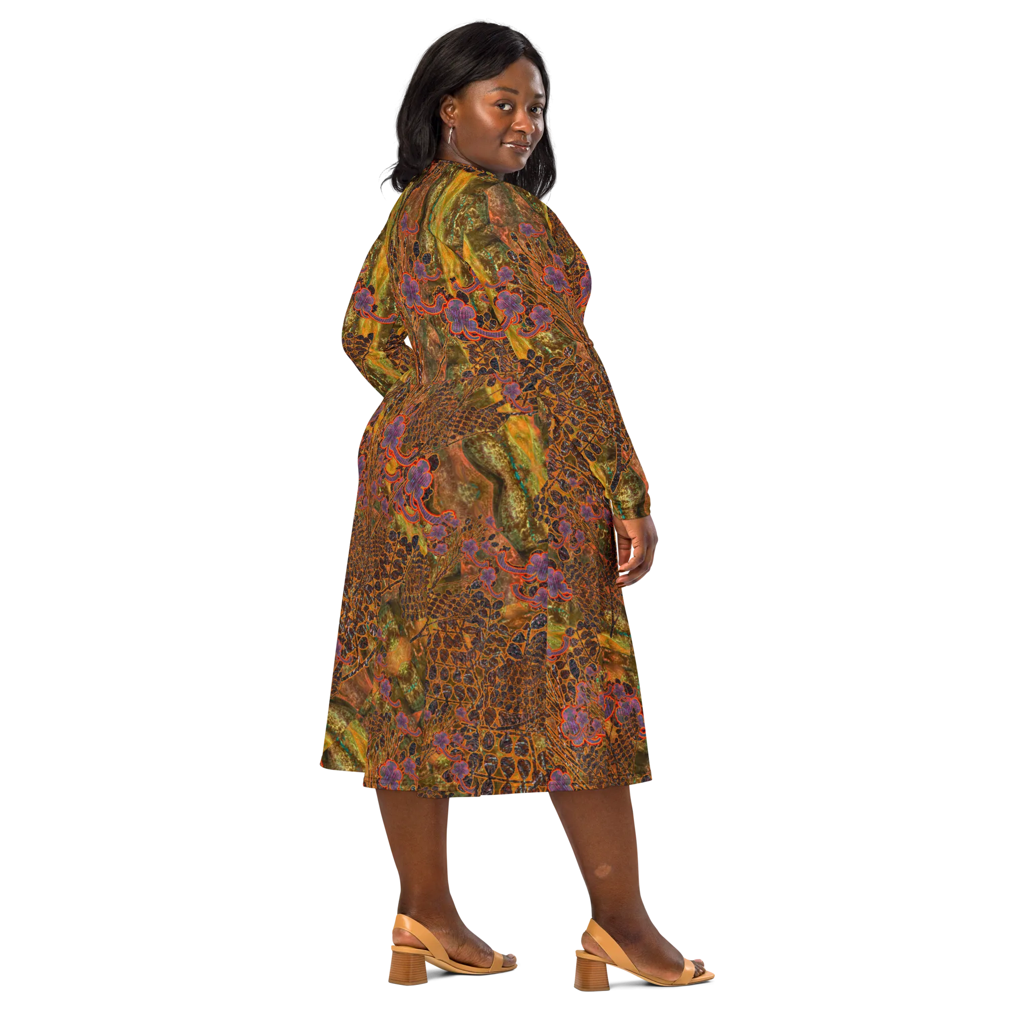 Long Sleeve Midi Dress (Her/Muliebris)(WindSong Flower) RJSTH@Fabric#6 RJSTHS2022 RJS