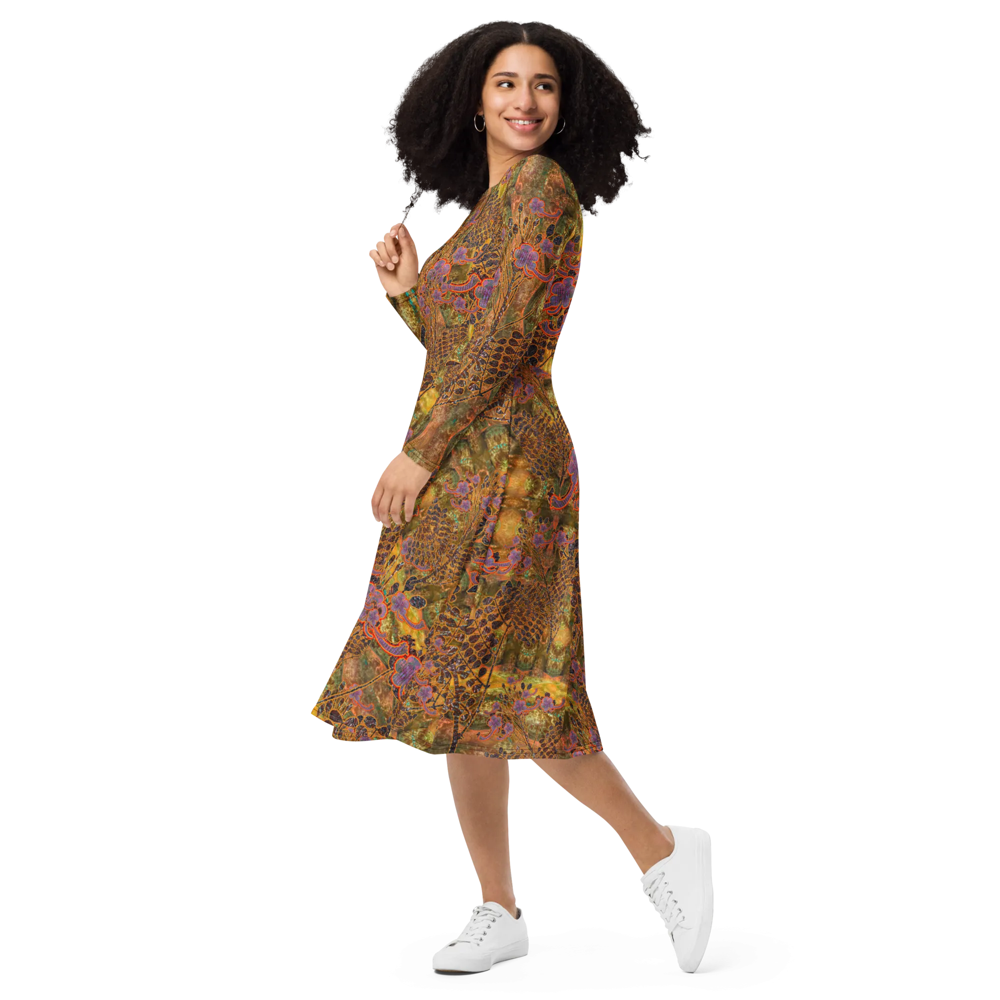 Long Sleeve Midi Dress (Her/Muliebris)(WindSong Flower) RJSTH@Fabric#6 RJSTHS2022 RJS