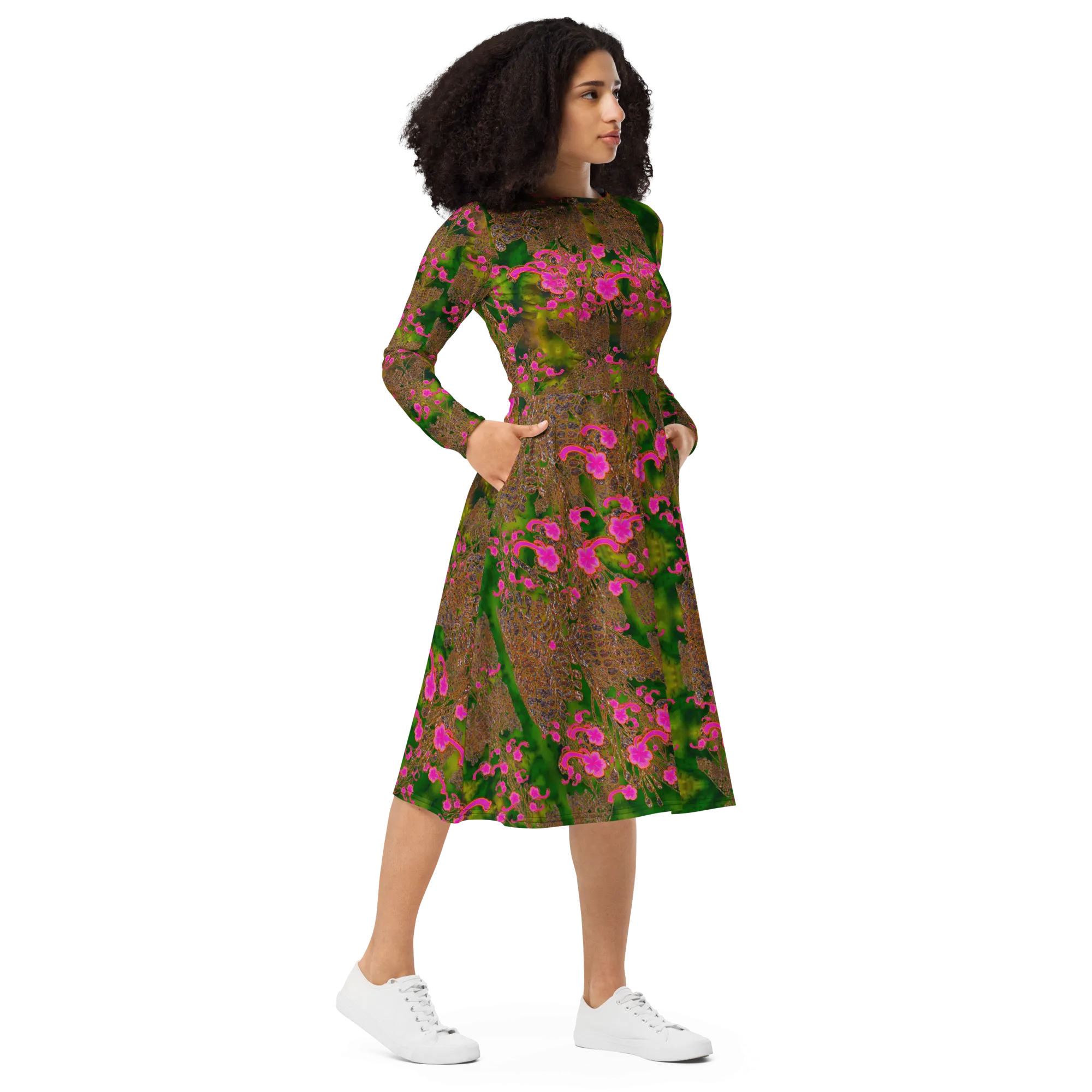 Long Sleeve Midi Dress (Her/Muliebris)(WindSong Flower) RJSTH@Fabric#7 RJSTHS2022 RJS