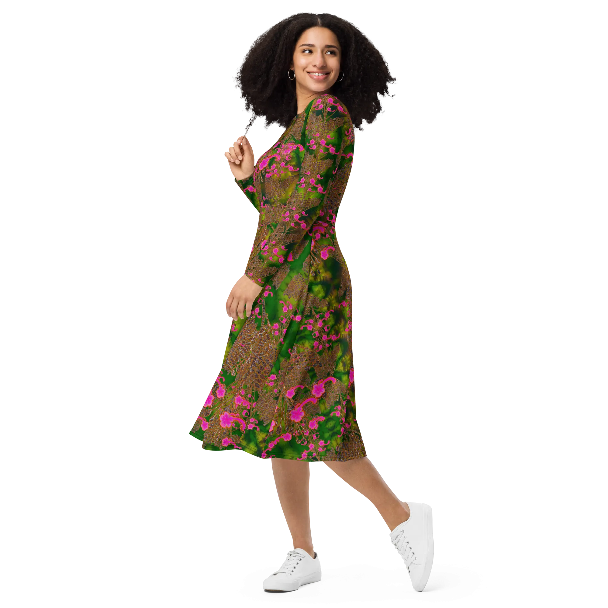 Long Sleeve Midi Dress (Her/Muliebris)(WindSong Flower) RJSTH@Fabric#7 RJSTHS2022 RJS