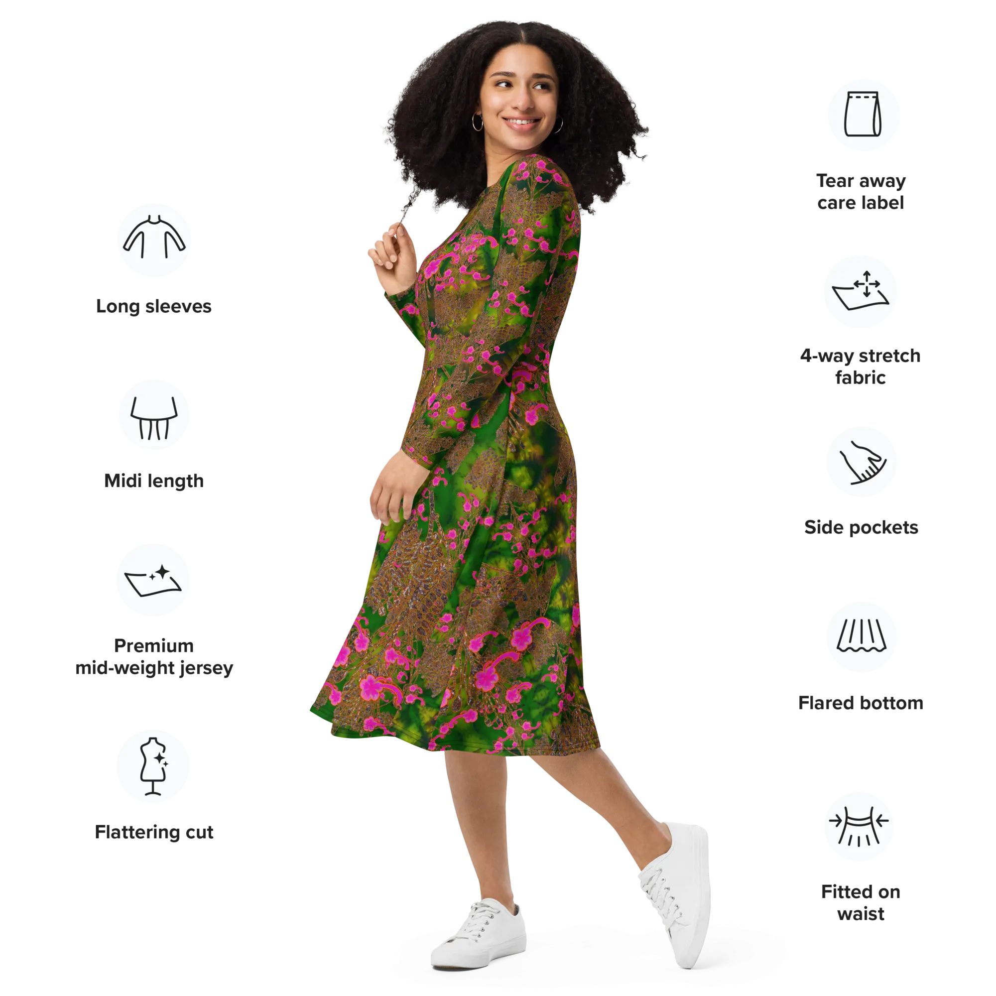 Long Sleeve Midi Dress (Her/Muliebris)(WindSong Flower) RJSTH@Fabric#7 RJSTHS2022 RJS