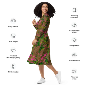 Long Sleeve Midi Dress (Her/Muliebris)(WindSong Flower) RJSTH@Fabric#7 RJSTHS2022 RJS