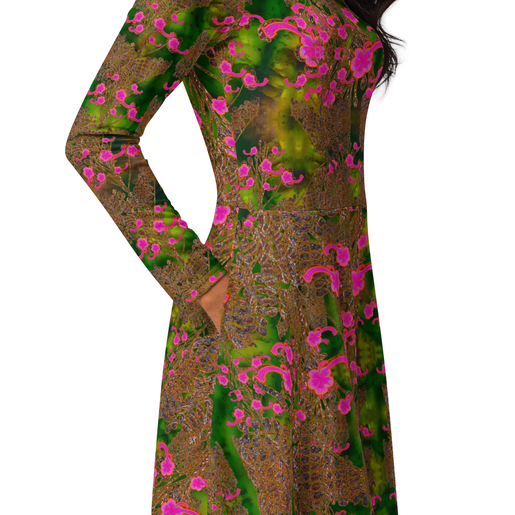 Long Sleeve Midi Dress (Her/Muliebris)(WindSong Flower) RJSTH@Fabric#7 RJSTHS2022 RJS
