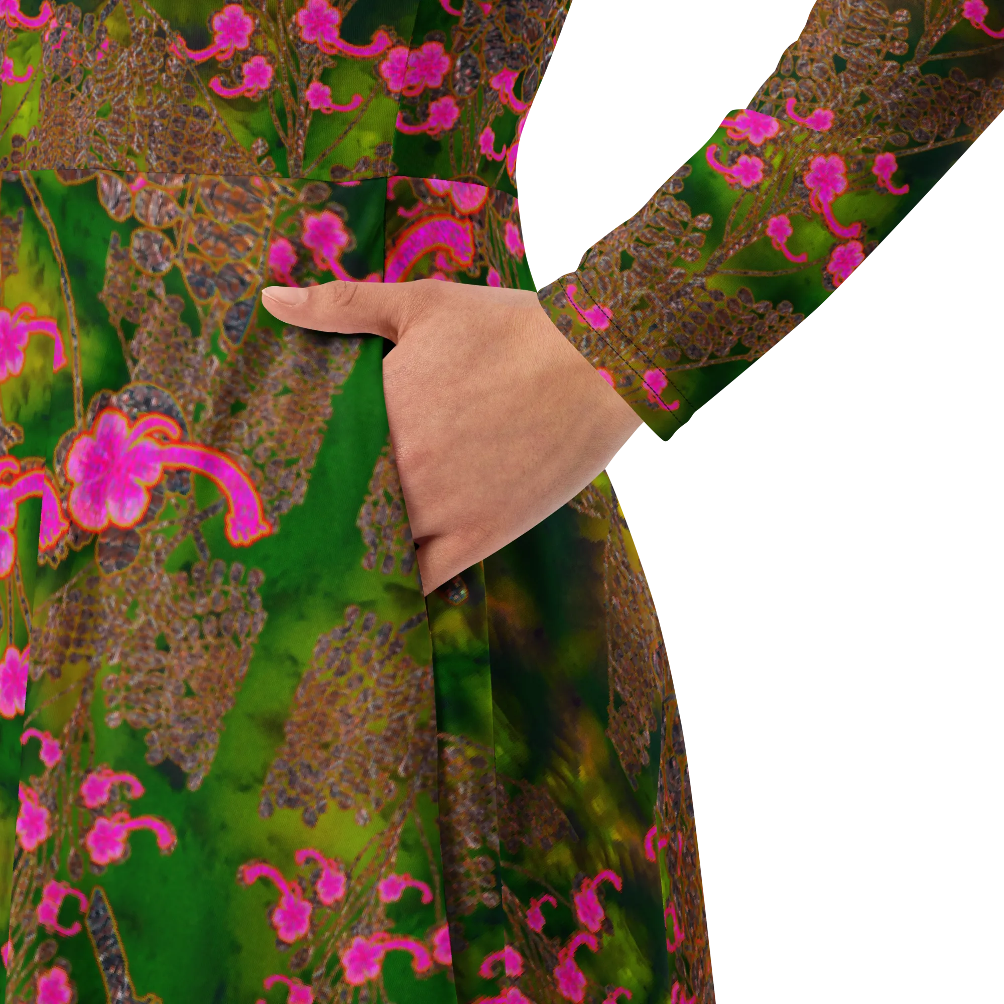 Long Sleeve Midi Dress (Her/Muliebris)(WindSong Flower) RJSTH@Fabric#7 RJSTHS2022 RJS