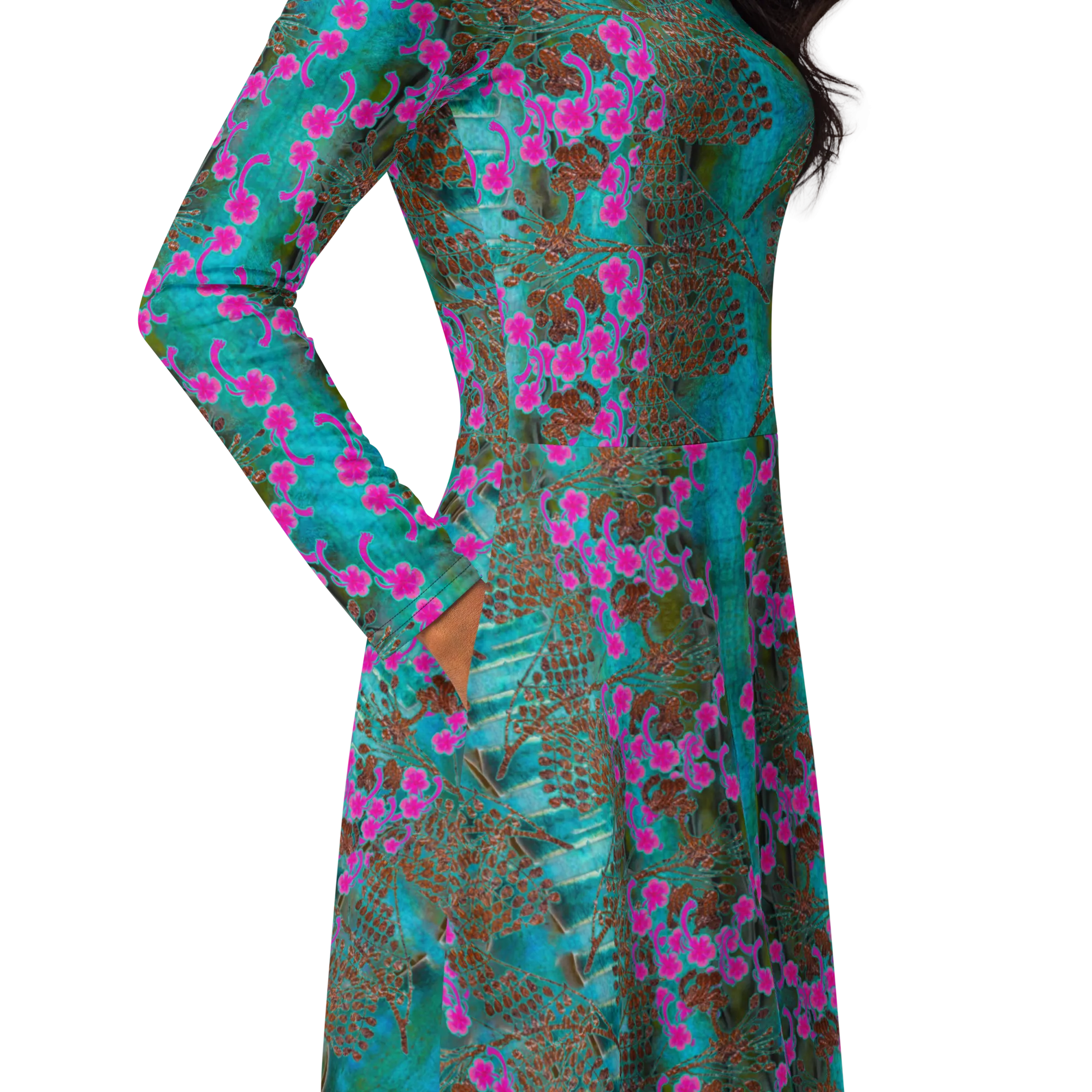 Long Sleeve Midi Dress (Her/Muliebris)(WindSong Flower) RJSTH@Fabric#8 RJSTHS2022 RJS