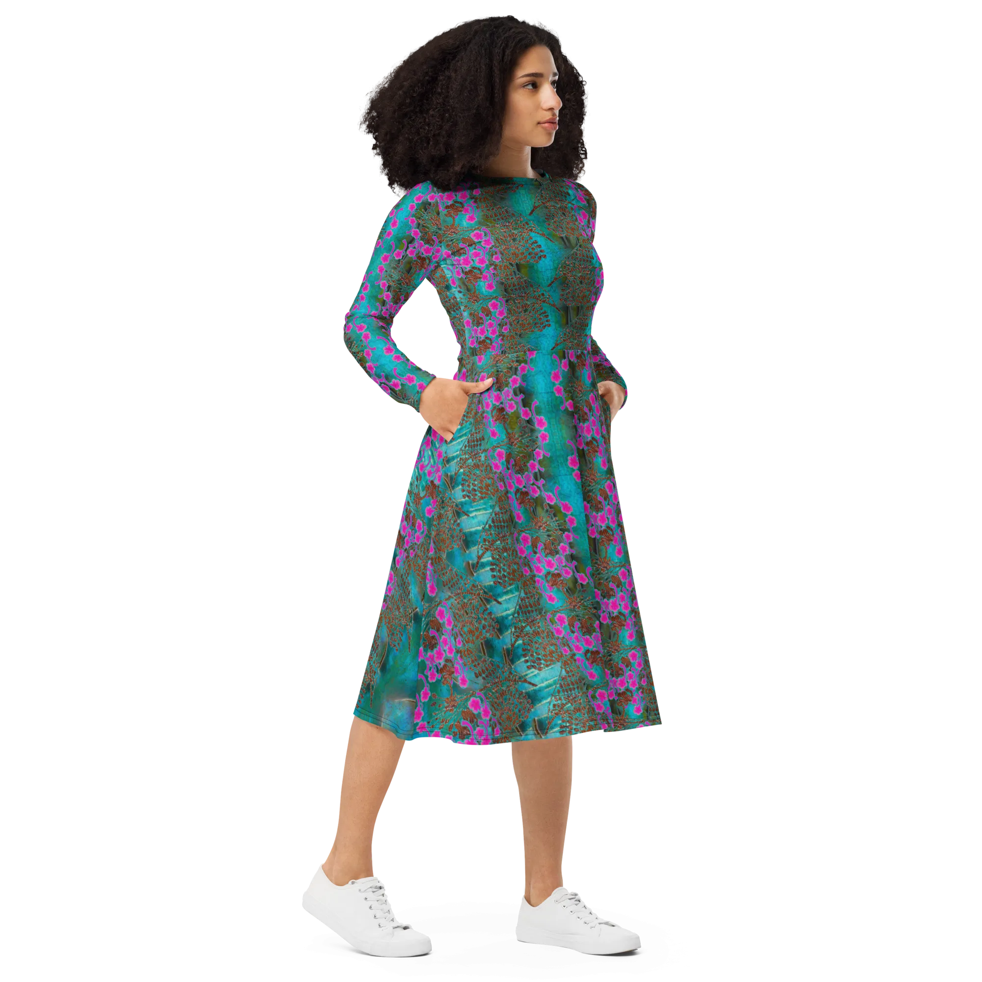 Long Sleeve Midi Dress (Her/Muliebris)(WindSong Flower) RJSTH@Fabric#8 RJSTHS2022 RJS