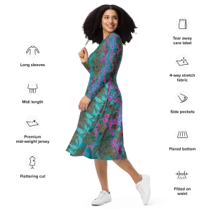 Long Sleeve Midi Dress (Her/Muliebris)(WindSong Flower) RJSTH@Fabric#8 RJSTHS2022 RJS