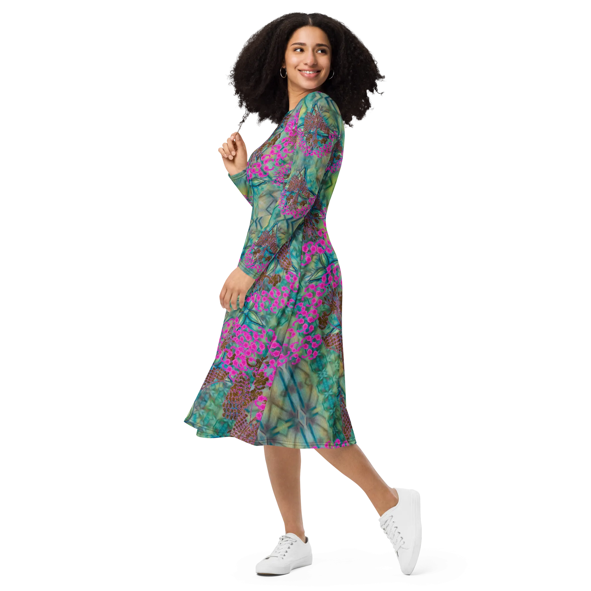 Long Sleeve Midi Dress (Her/Muliebris)(WindSong Flower) RJSTH@Fabric#9 RJSTHS2022 RJS