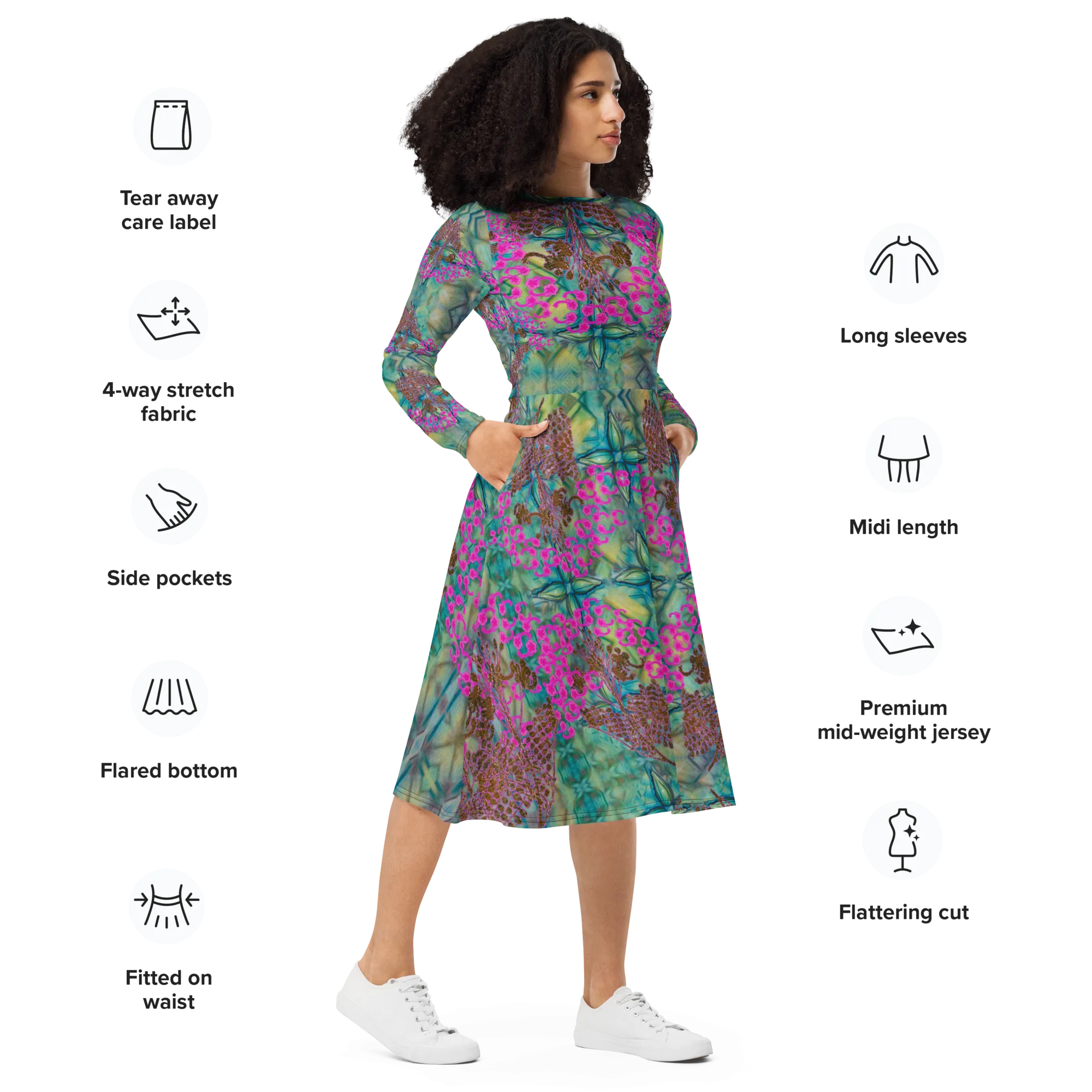 Long Sleeve Midi Dress (Her/Muliebris)(WindSong Flower) RJSTH@Fabric#9 RJSTHS2022 RJS