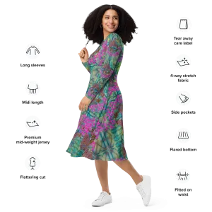 Long Sleeve Midi Dress (Her/Muliebris)(WindSong Flower) RJSTH@Fabric#9 RJSTHS2022 RJS