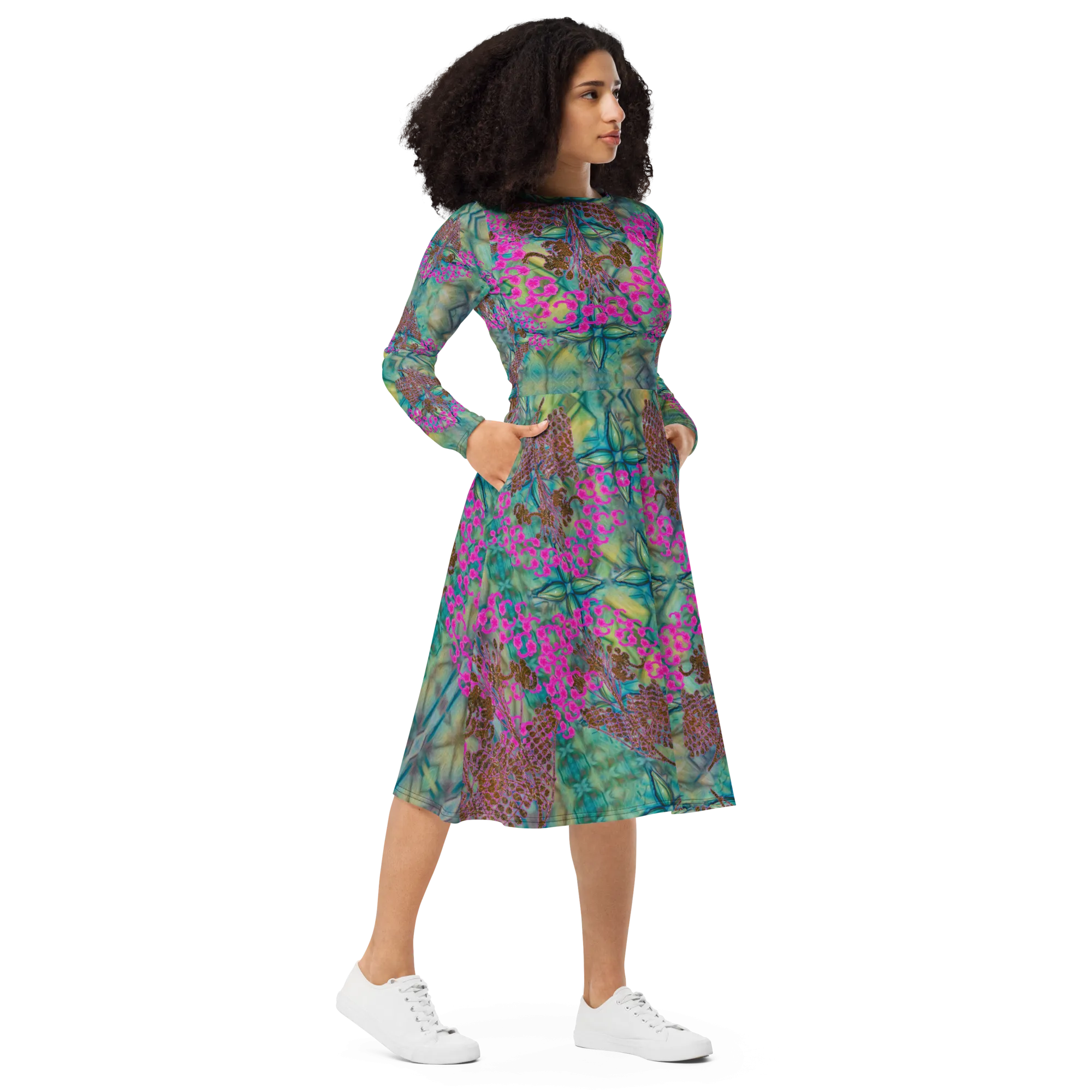 Long Sleeve Midi Dress (Her/Muliebris)(WindSong Flower) RJSTH@Fabric#9 RJSTHS2022 RJS