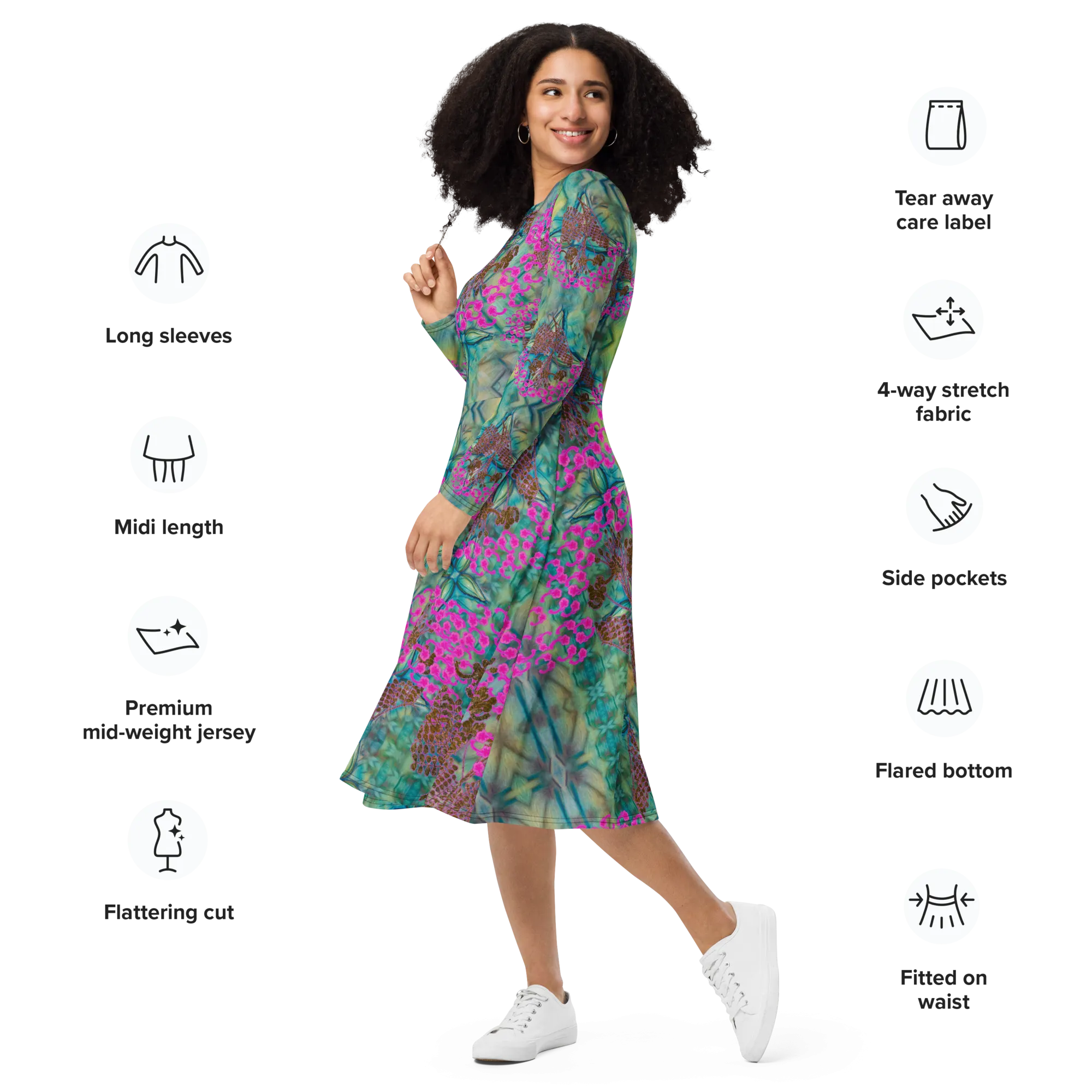 Long Sleeve Midi Dress (Her/Muliebris)(WindSong Flower) RJSTH@Fabric#9 RJSTHS2022 RJS
