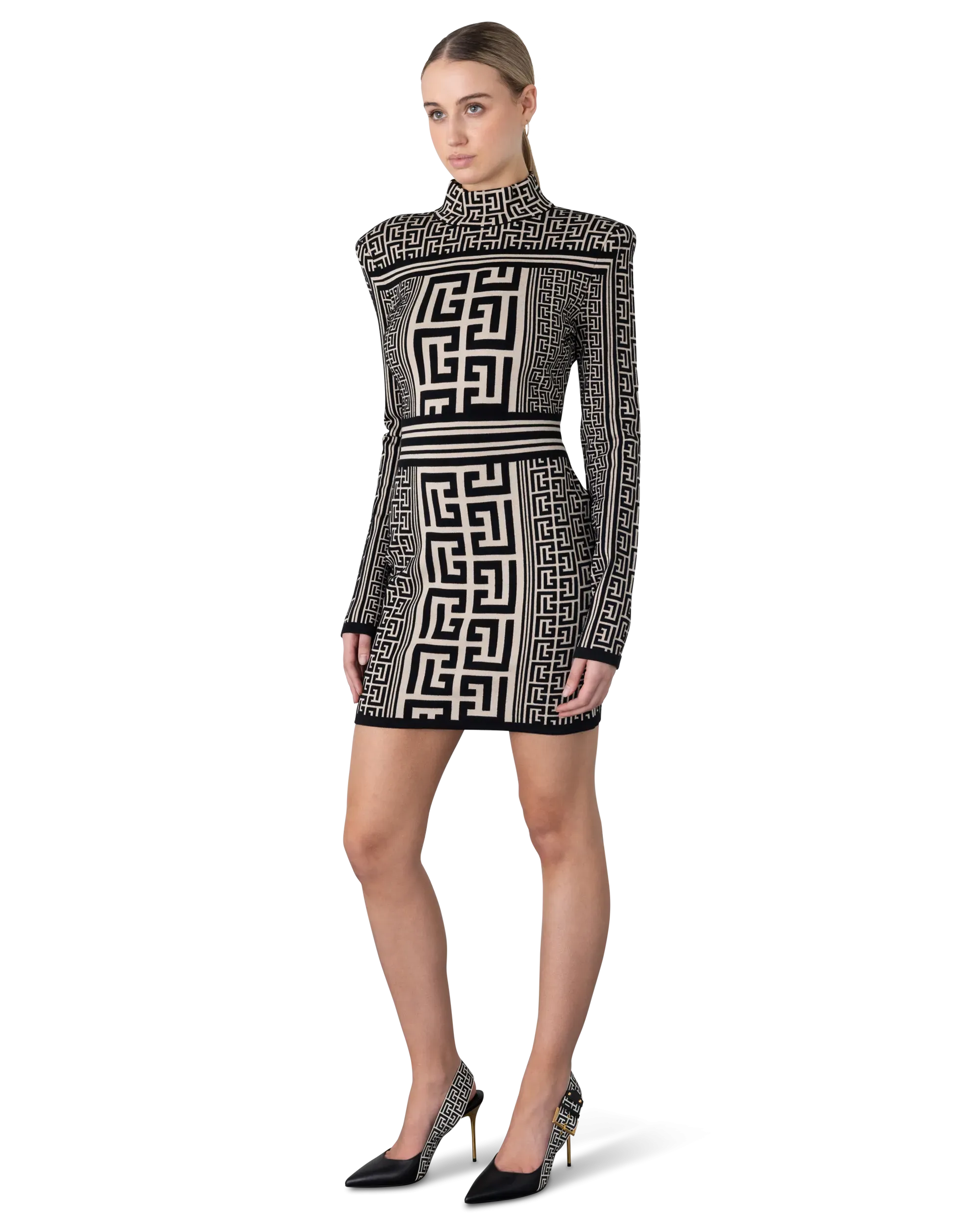 Long Sleeve Monogram Mini Dress