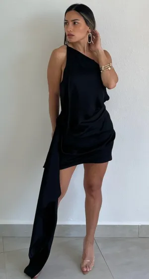 Love Me Tonight Black One-Shoulder Dress