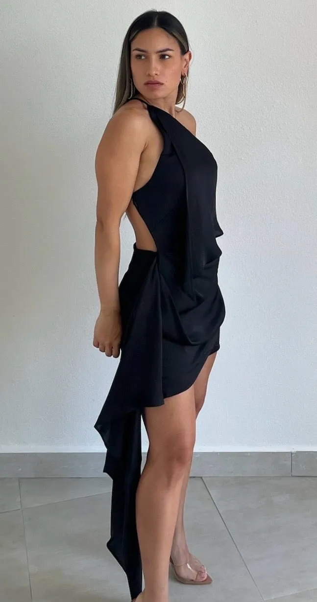 Love Me Tonight Black One-Shoulder Dress