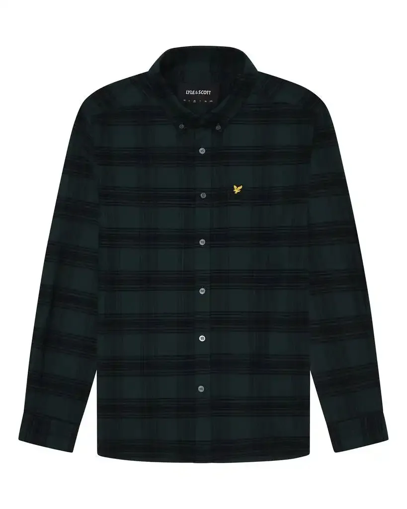 Lyle & Scott Tonal Check Flannel Shirt Argyle Teal/Jet Black