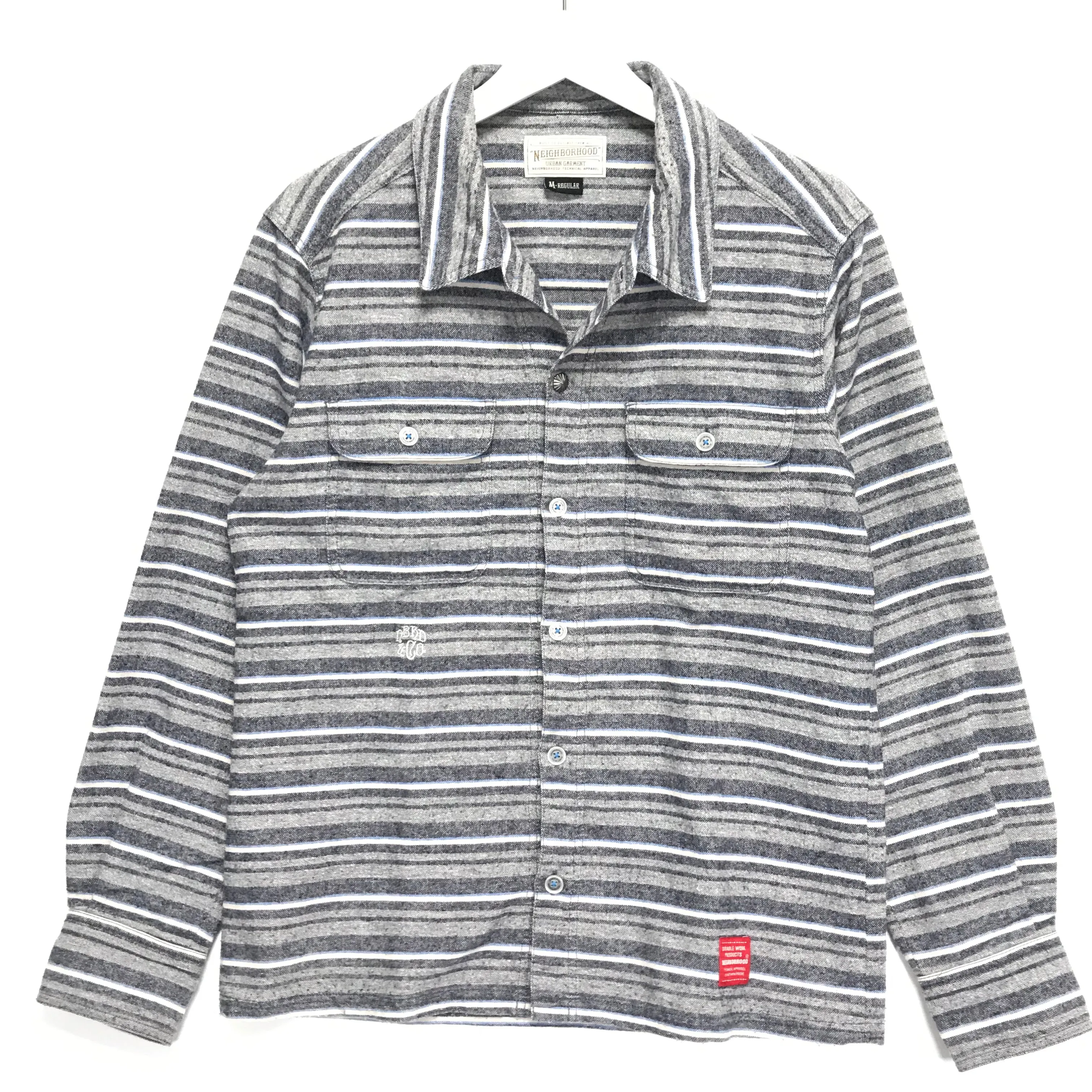 [M] Neighborhood 13SS McKay Blanket Shirt Blue Stripe