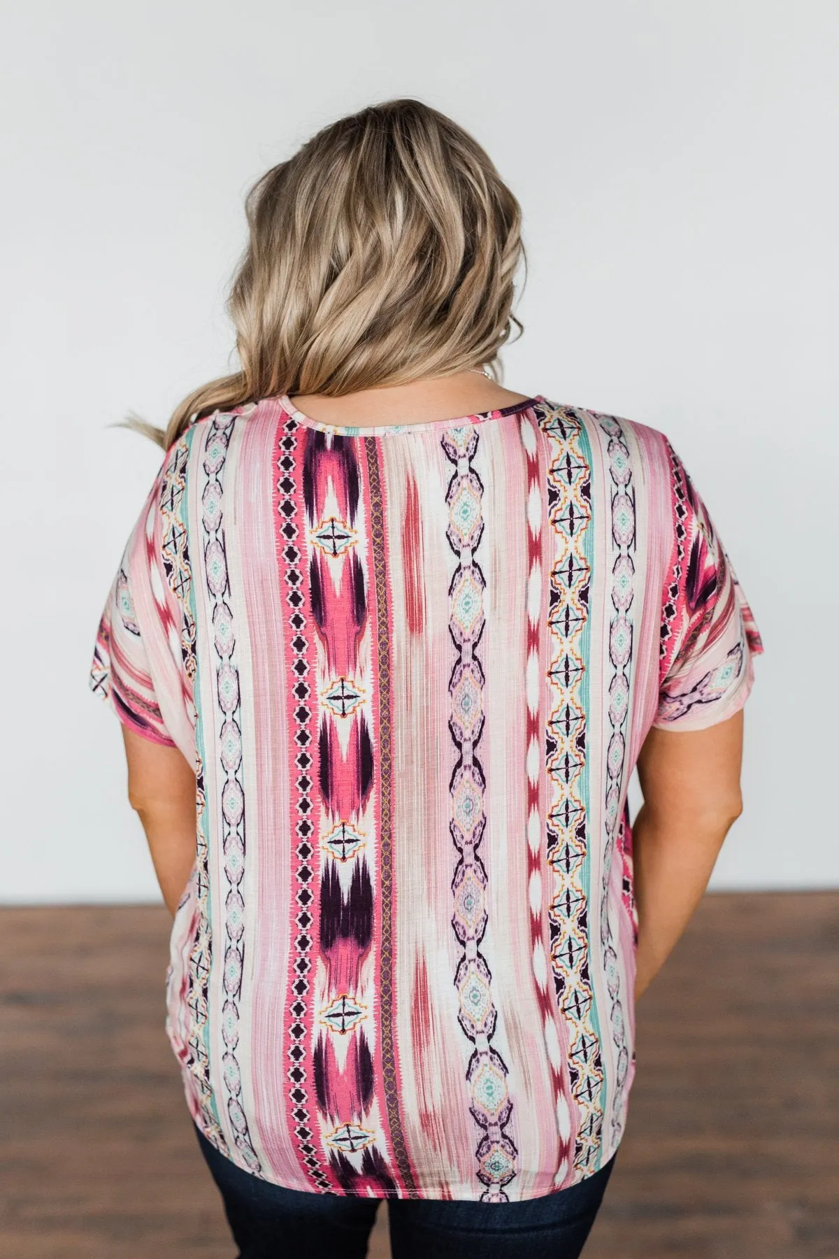 Make You Believe Print Top- Pink Tones