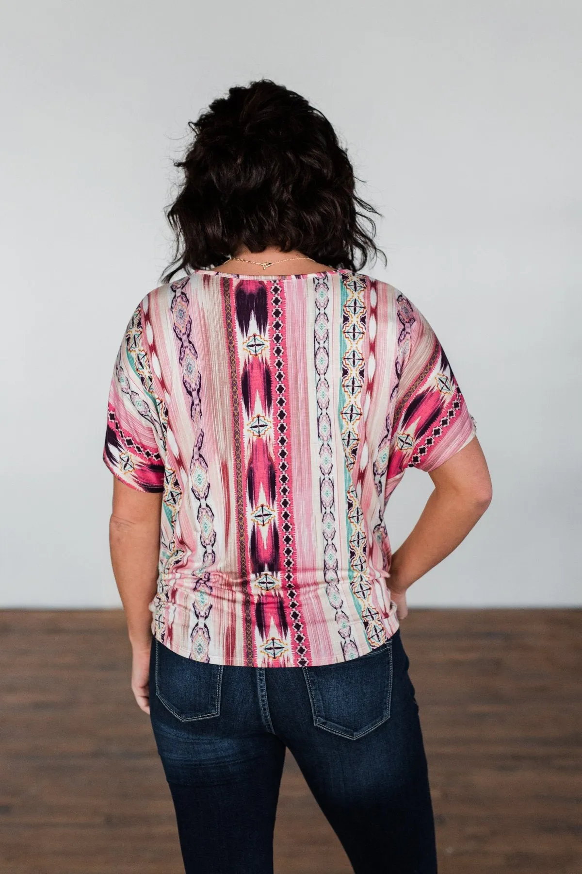 Make You Believe Print Top- Pink Tones