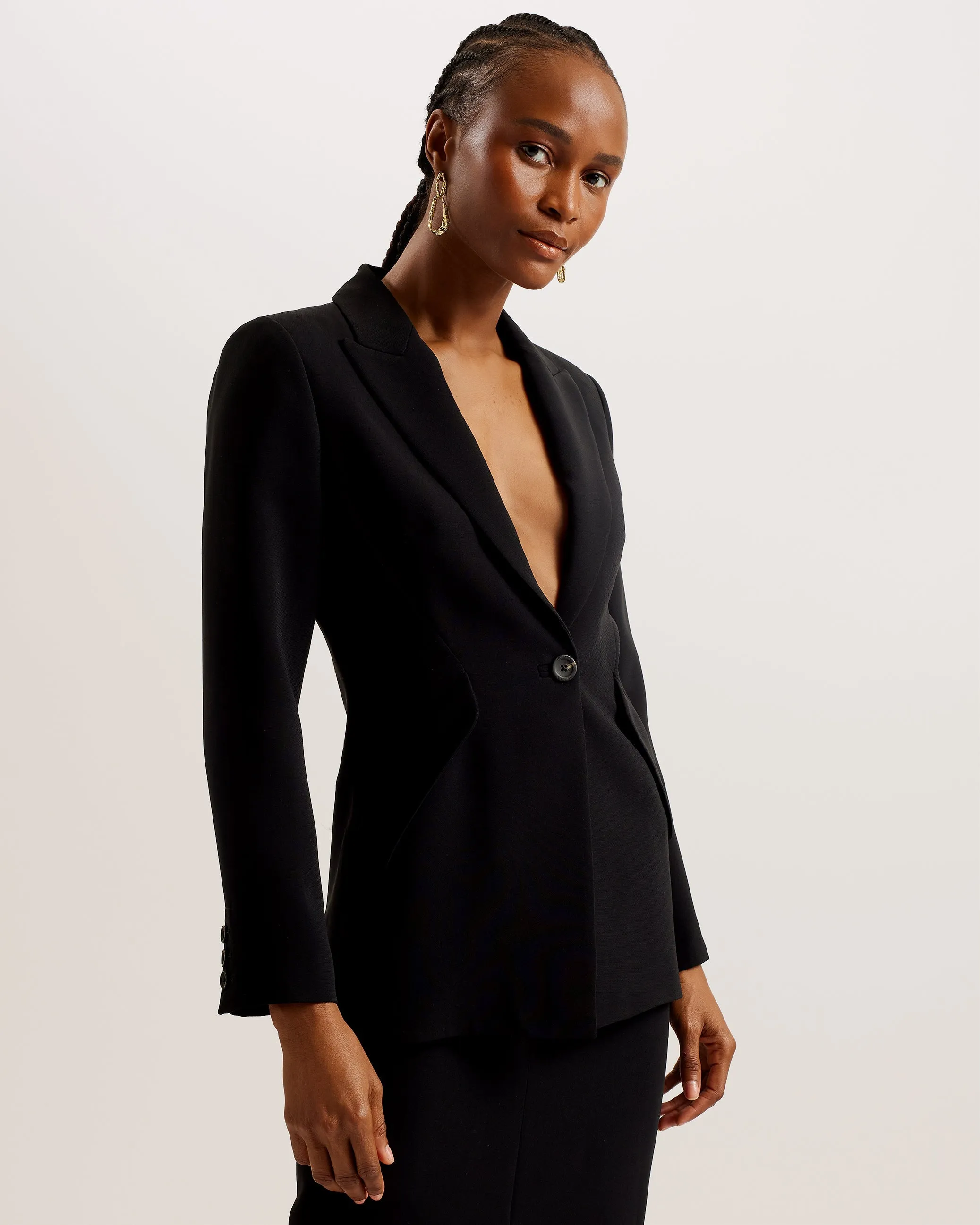 Manabl Single Breasted Tailored Blazer Black