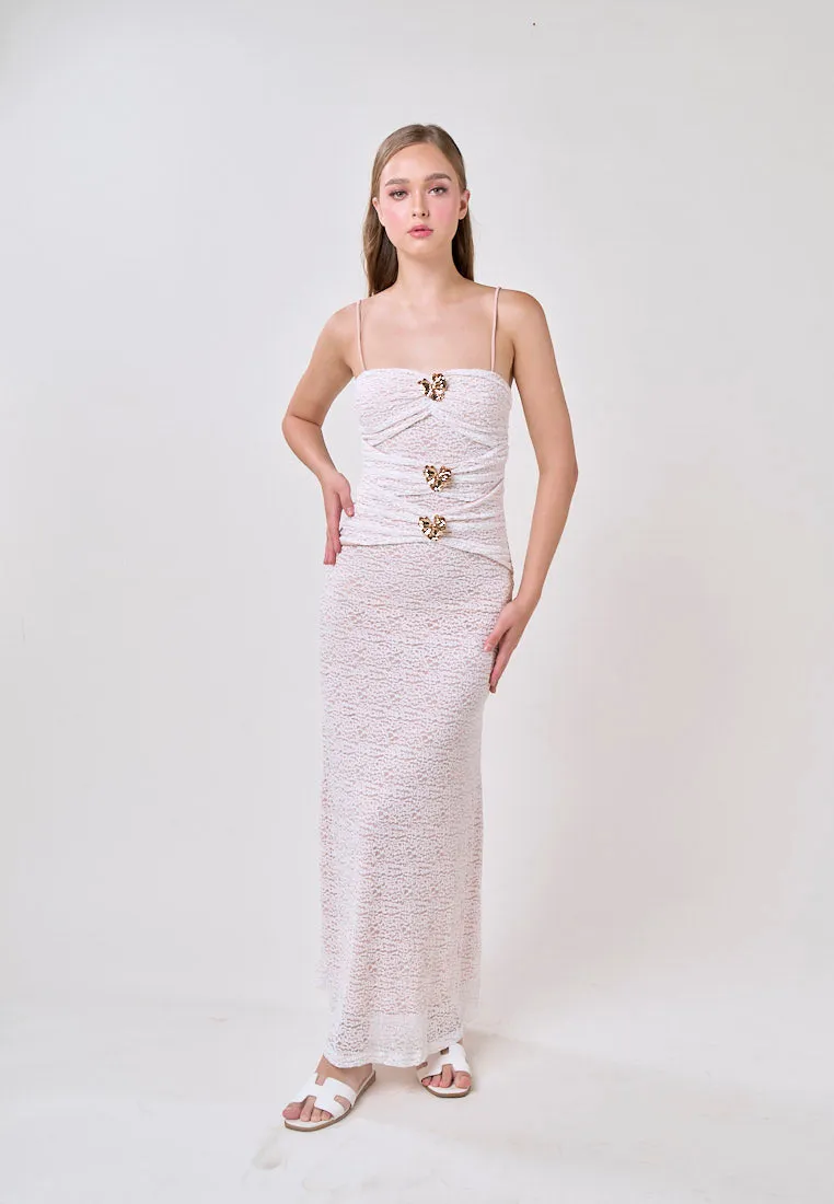 Mariana White  Sleeveless Lace Flower Charm Maxi Dress