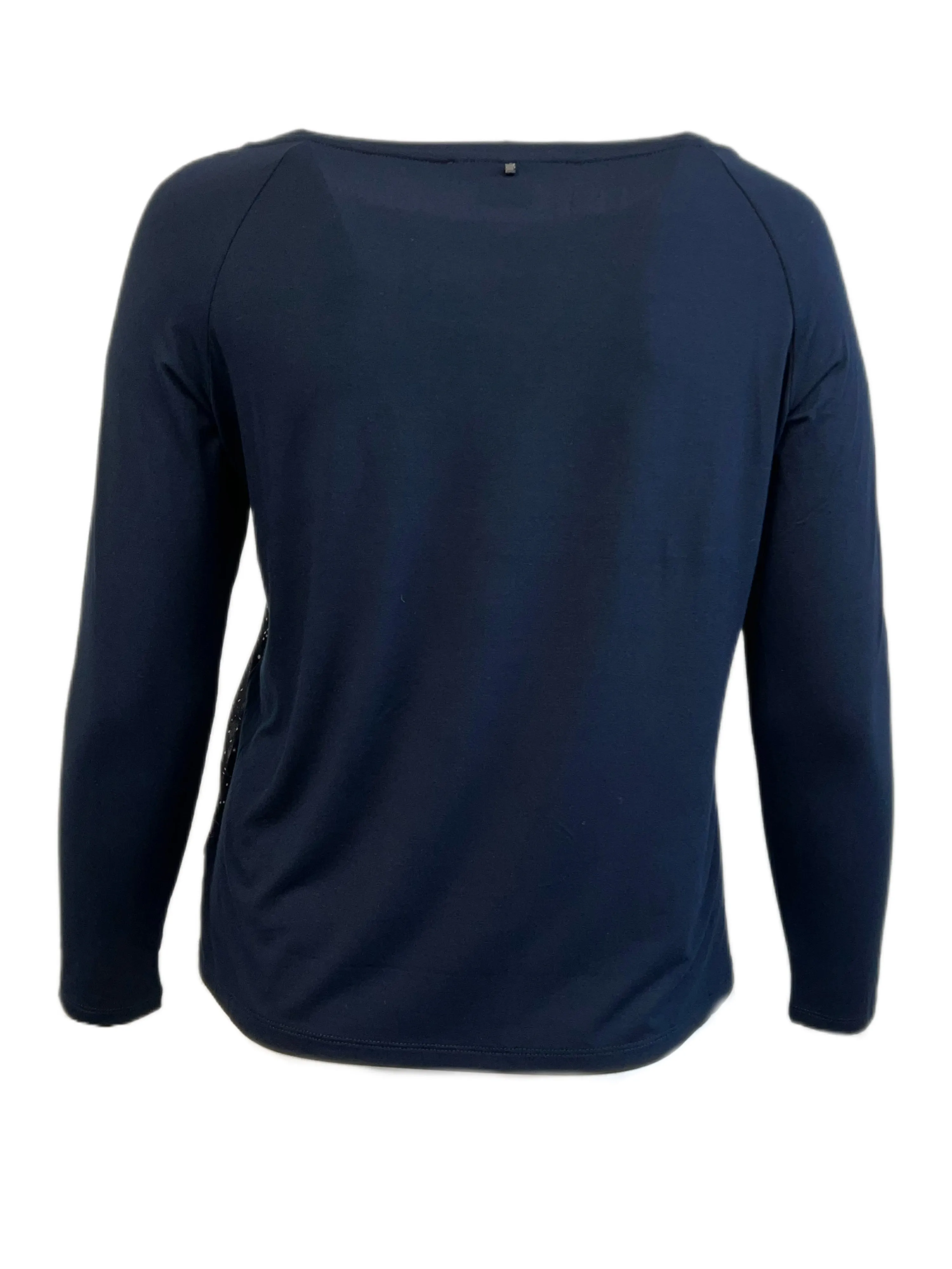 Marina Rinaldi Women's Navy Valvola Long Sleeve Jerset T Shirt NWT