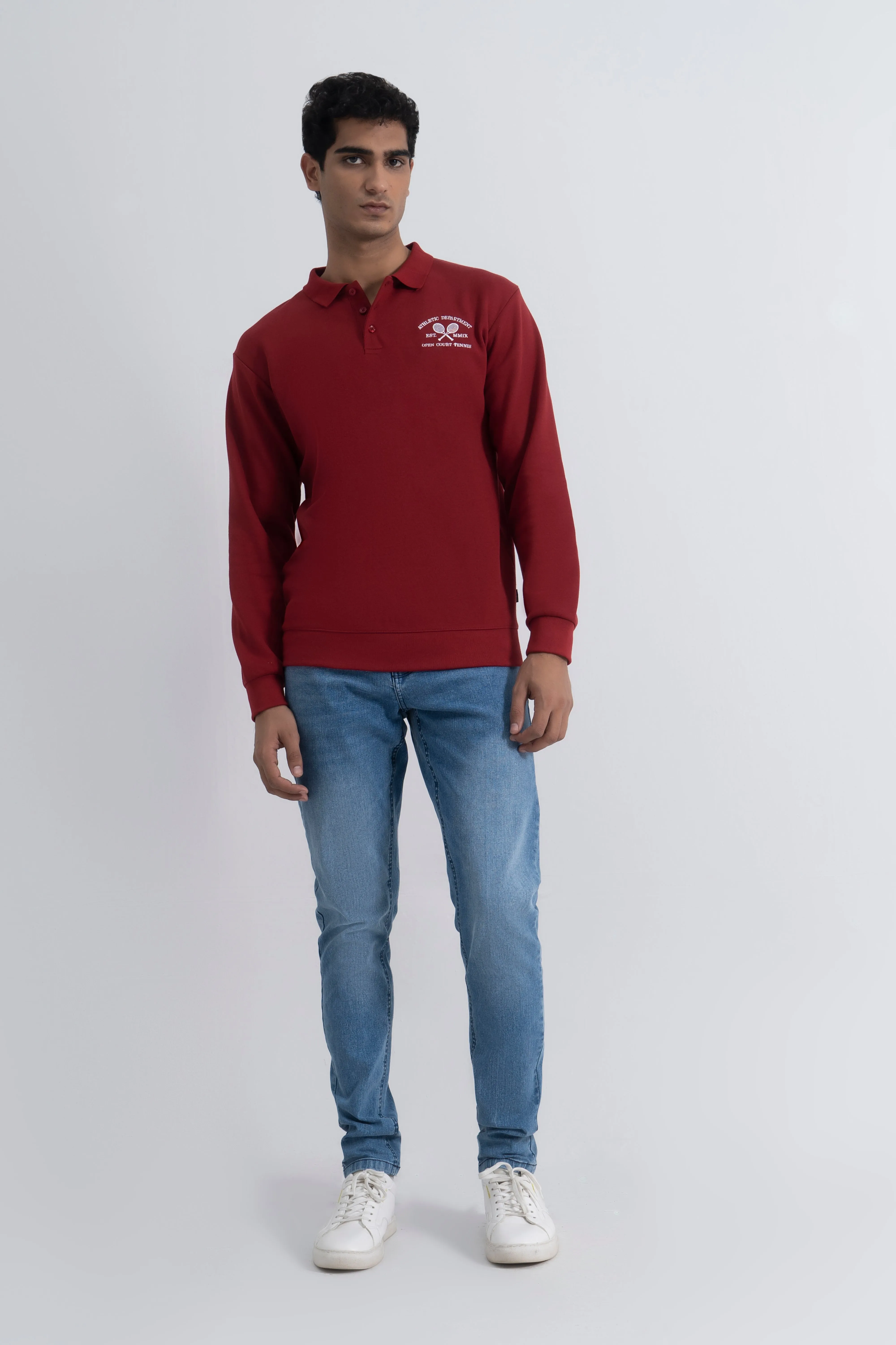 Maroon Interlock Collar Shirt