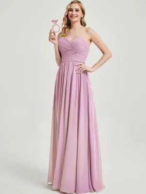 Mauve Convertible Off-shoulder Strapless Chiffon Bridesmaid Dress